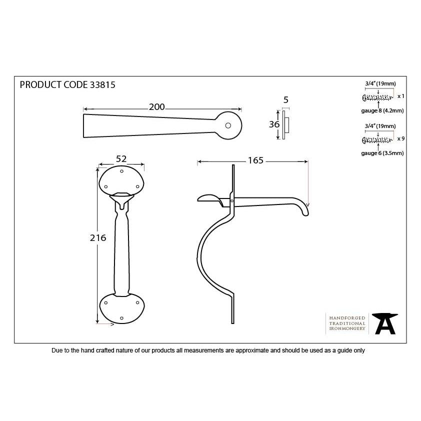 Black Medium Bean Thumblatch - XL | From The Anvil-Thumblatches-Yester Home