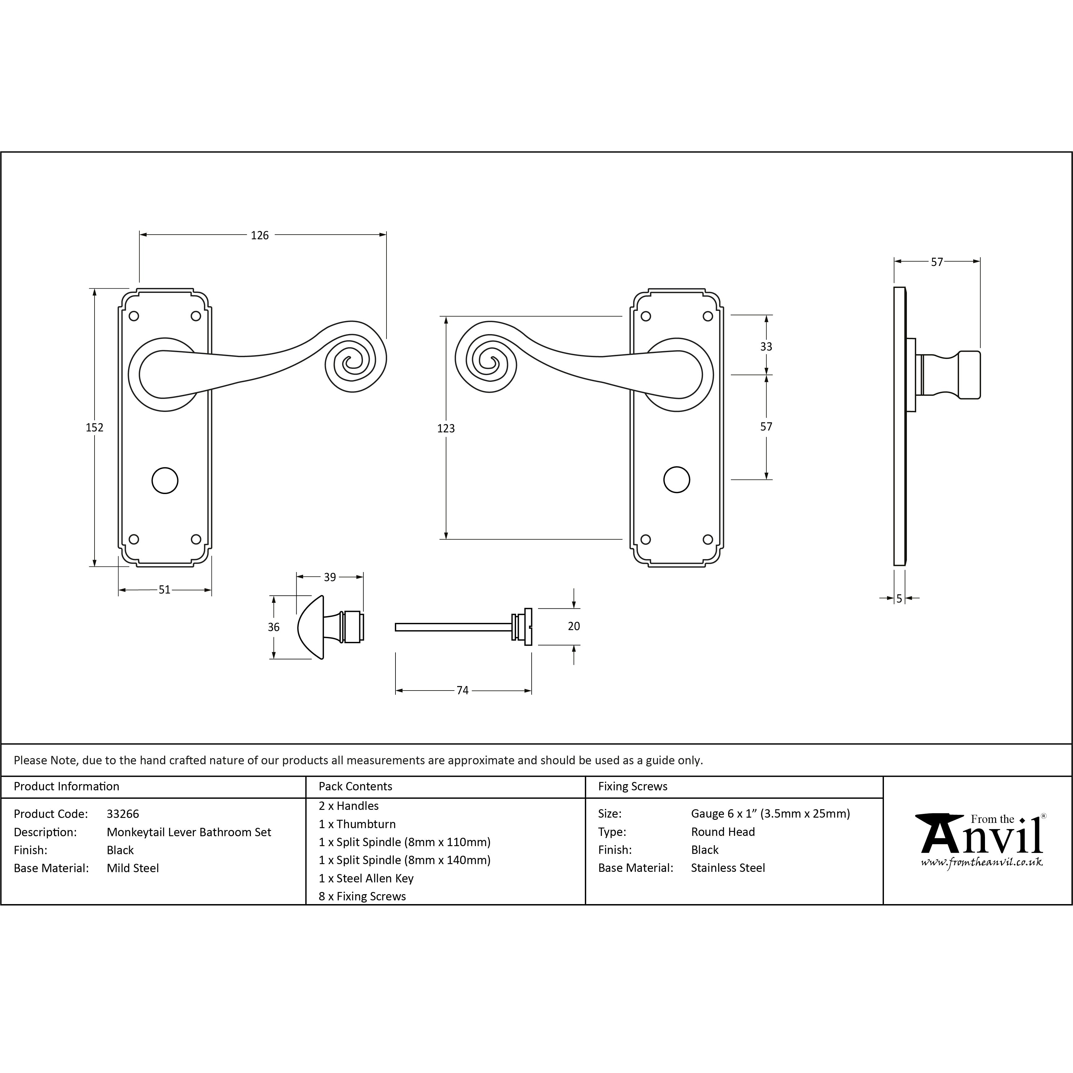 Black Monkeytail Lever Bathroom Set | From The Anvil-Lever Bathroom-Yester Home