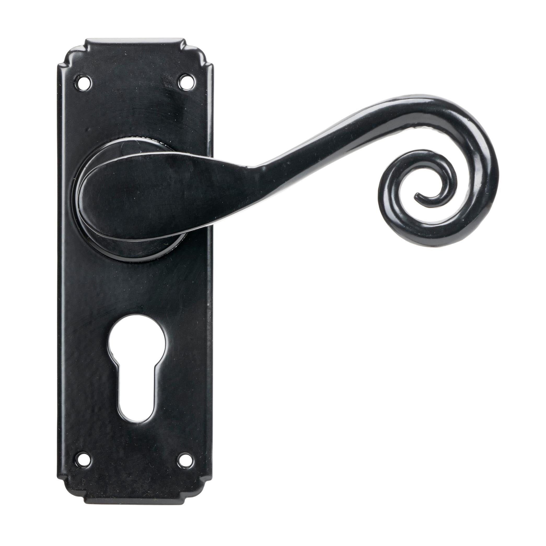 Black Monkeytail Lever Euro Lock Set | From The Anvil - Lever Euro - From The Anvil - Yester Home
