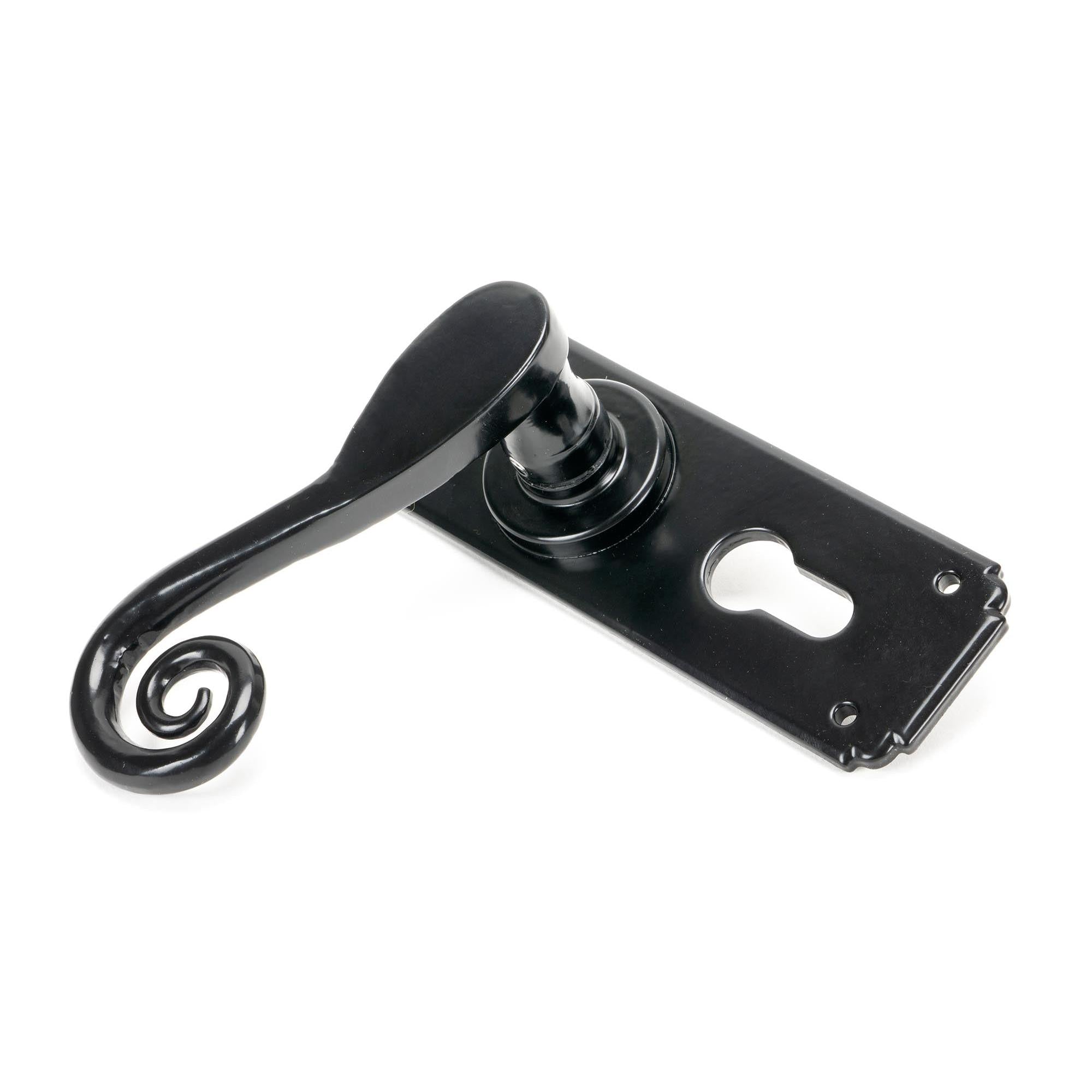 Black Monkeytail Lever Euro Lock Set | From The Anvil - Lever Euro - From The Anvil - Yester Home
