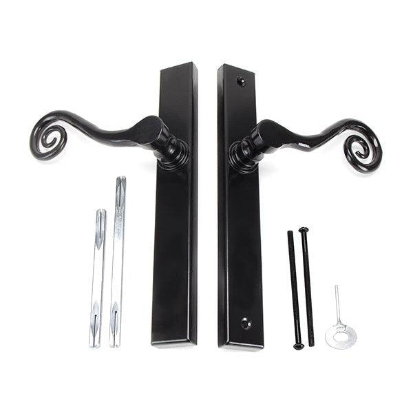 Black Monkeytail Slimline Lever Espag. Latch Set - LH | From The Anvil-Espagnolette-Yester Home