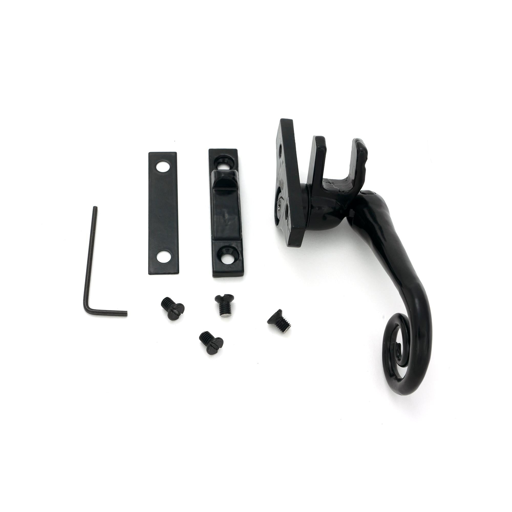 Black Night-Vent Locking Monkeytail Fastener (Steel Window) - Locking Fasteners - From The Anvil - Yester Home