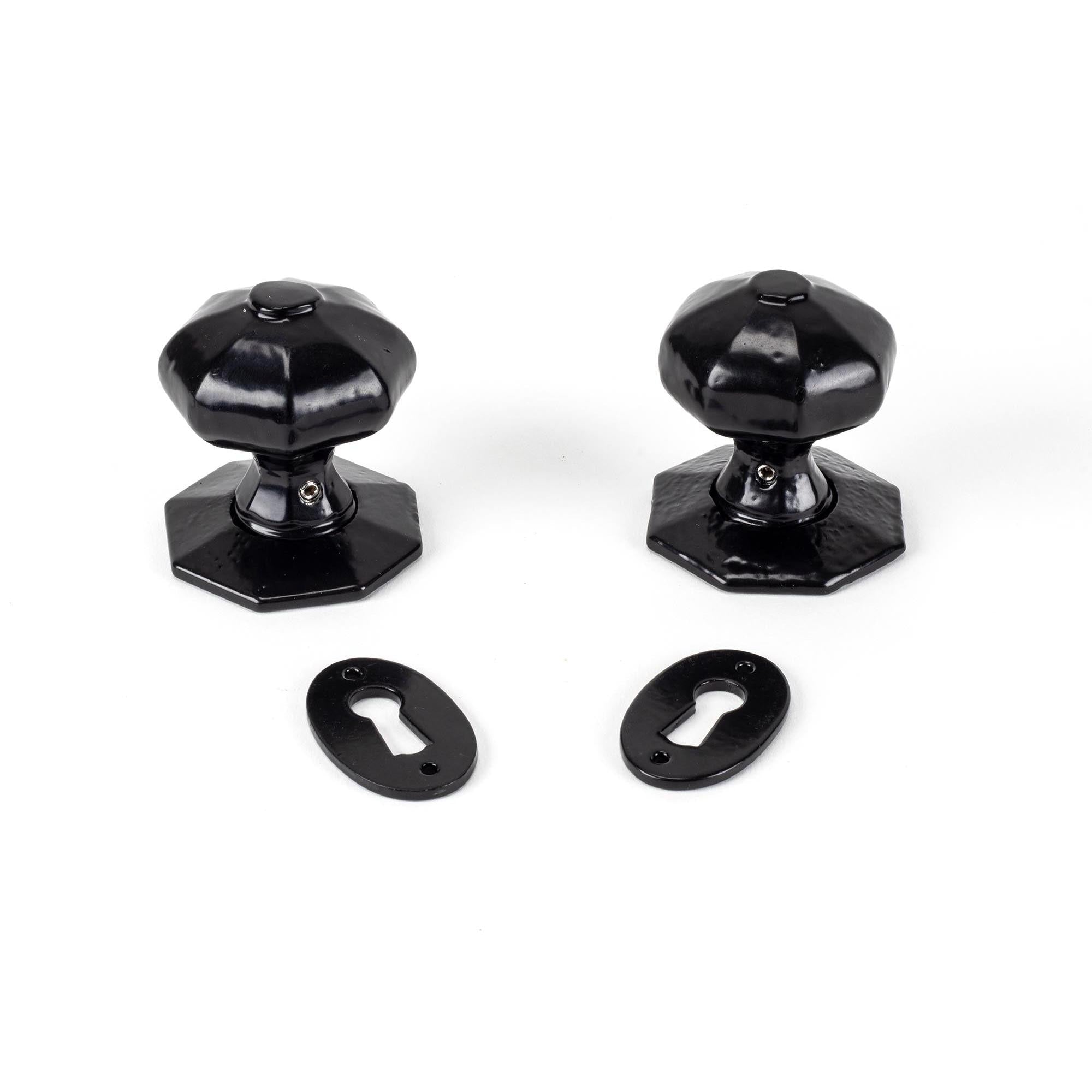 Black Oak Box Lock & Octagonal Knob Set | From The Anvil - Rim Locks & Latches - From The Anvil - Yester Home