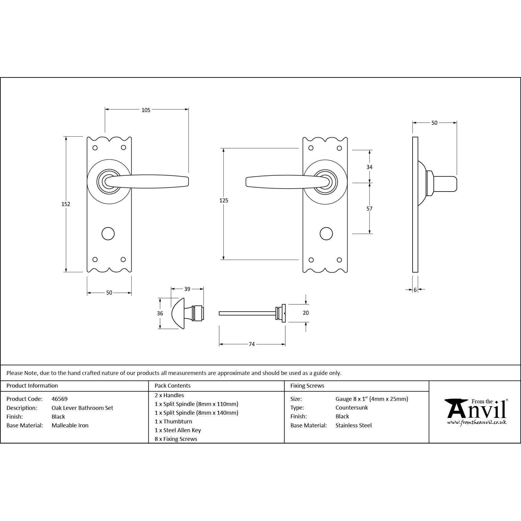Black Oak Lever Bathroom Set | From The Anvil - Lever Bathroom - From The Anvil - Yester Home