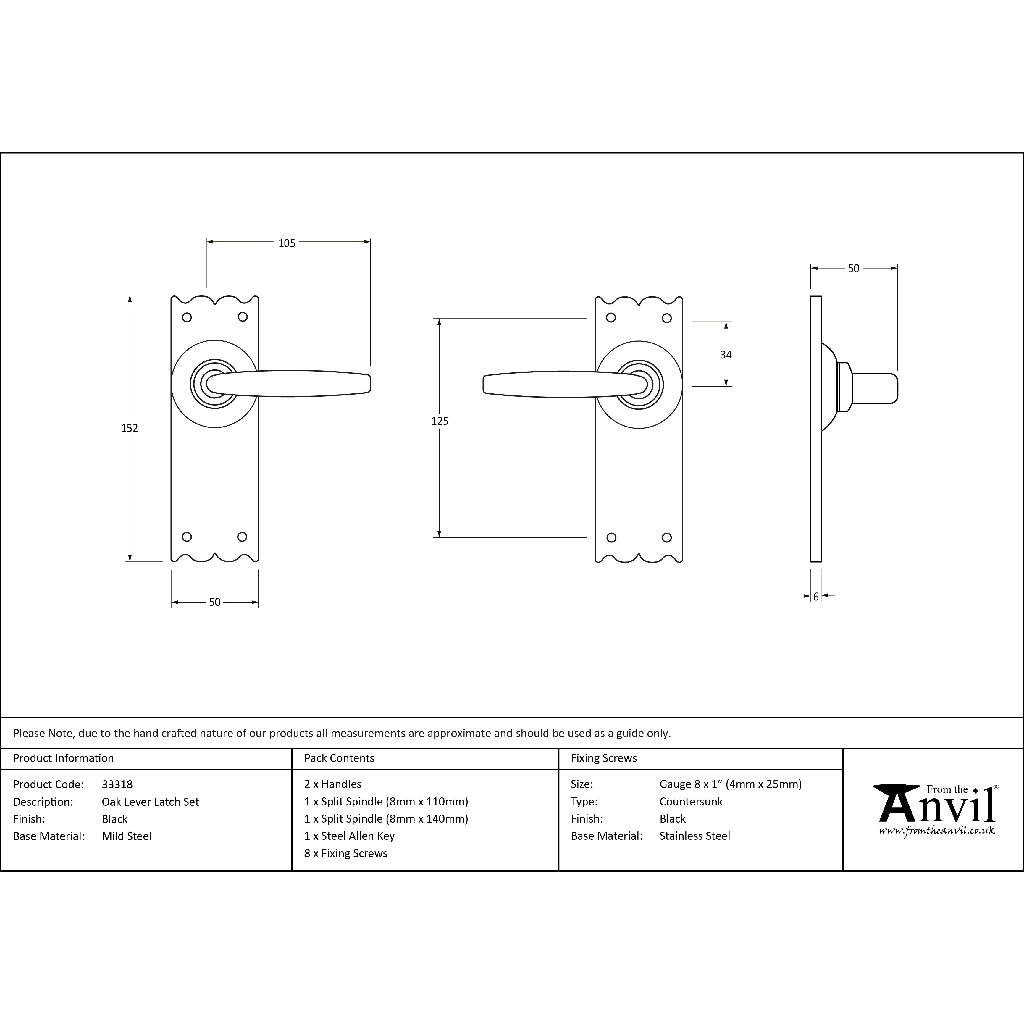 Black Oak Lever Latch Set | From The Anvil-Lever Latch-Yester Home