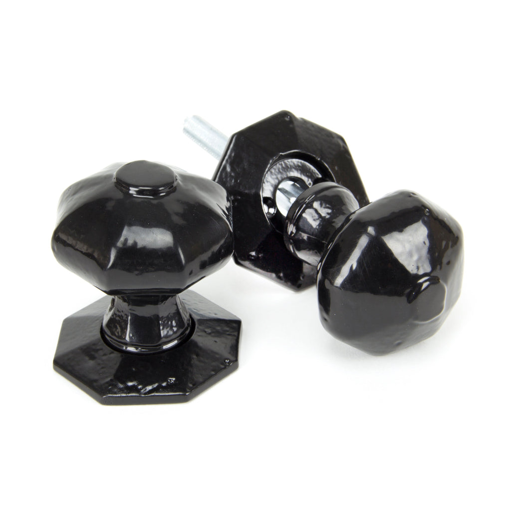 Black Octagonal Mortice/Rim Knob Set | From The Anvil-Mortice Knobs-Yester Home