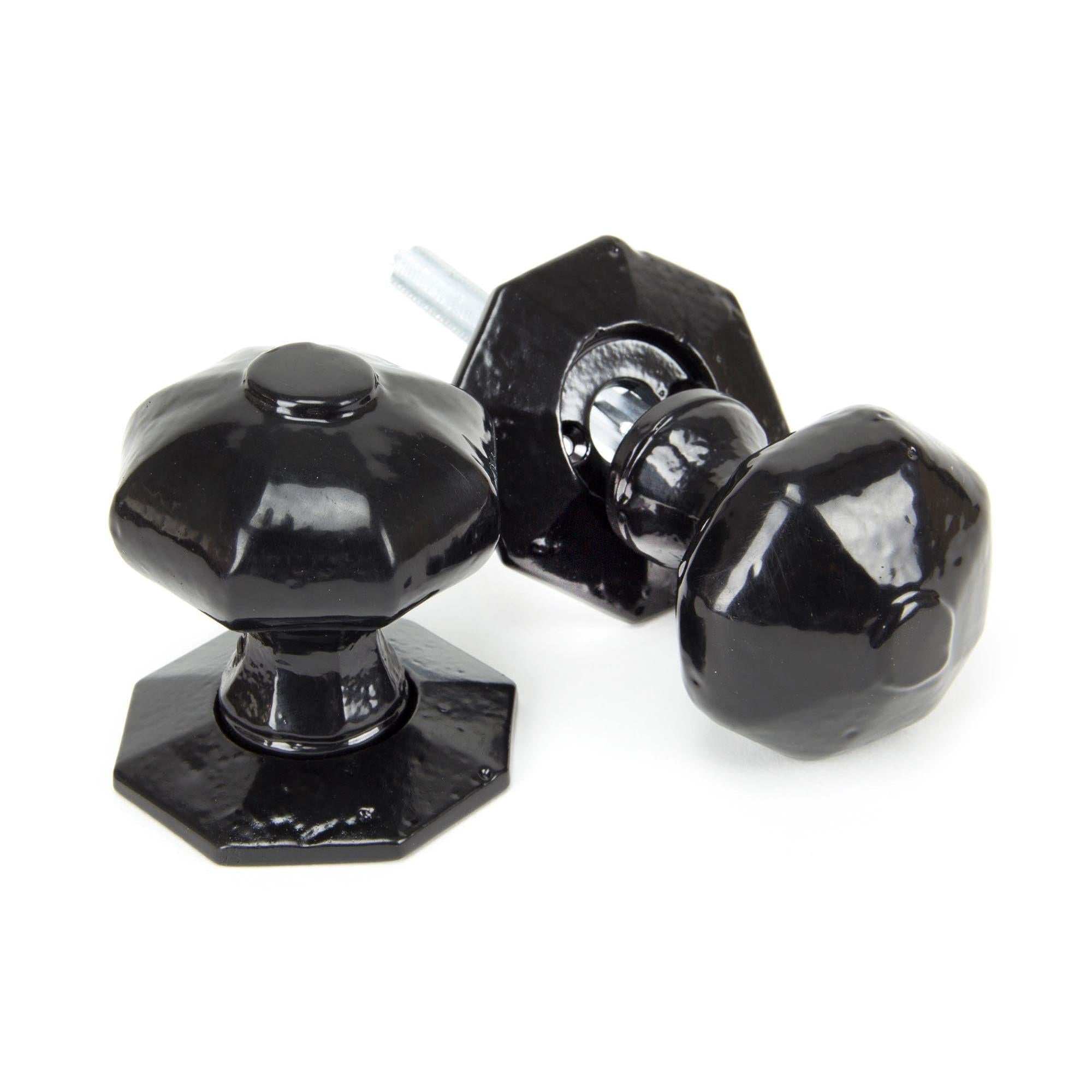 Black Octagonal Mortice/Rim Knob Set | From The Anvil - Mortice Knobs - From The Anvil - Yester Home