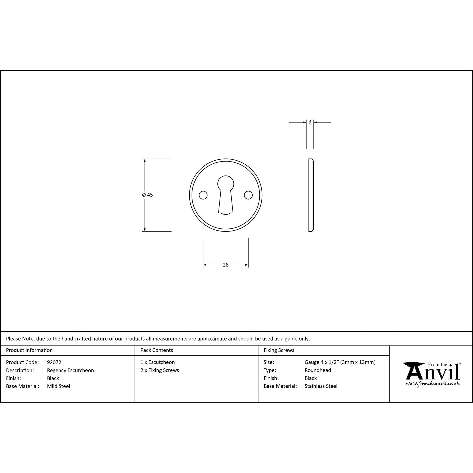 Black Regency Escutcheon | From The Anvil - Escutcheons - From The Anvil - Yester Home