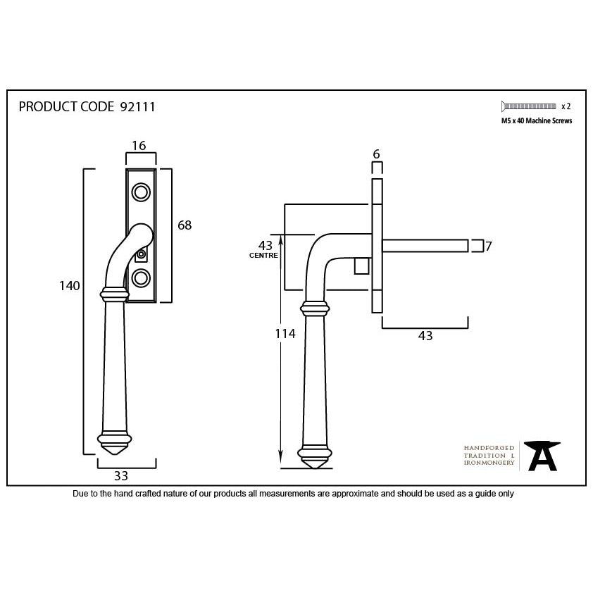 Black Regency Espag - LH | From The Anvil-Espag. Fasteners-Yester Home