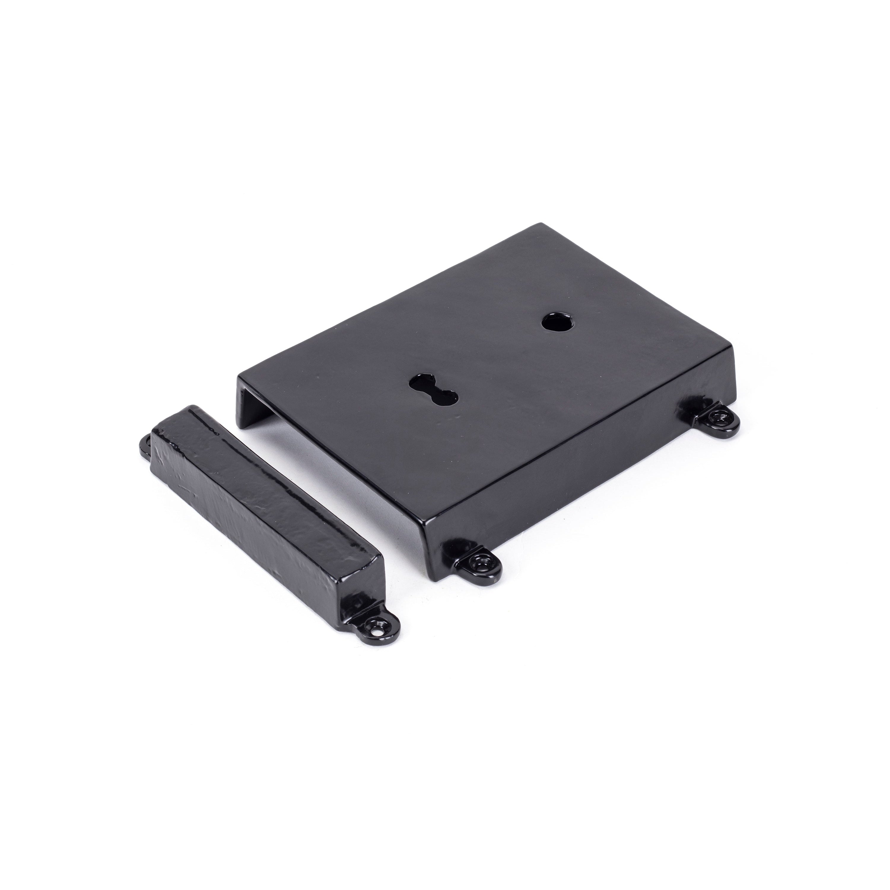 Black Rim Lock & Cast Iron Cover | From The Anvil-Rim Locks & Latches-Yester Home