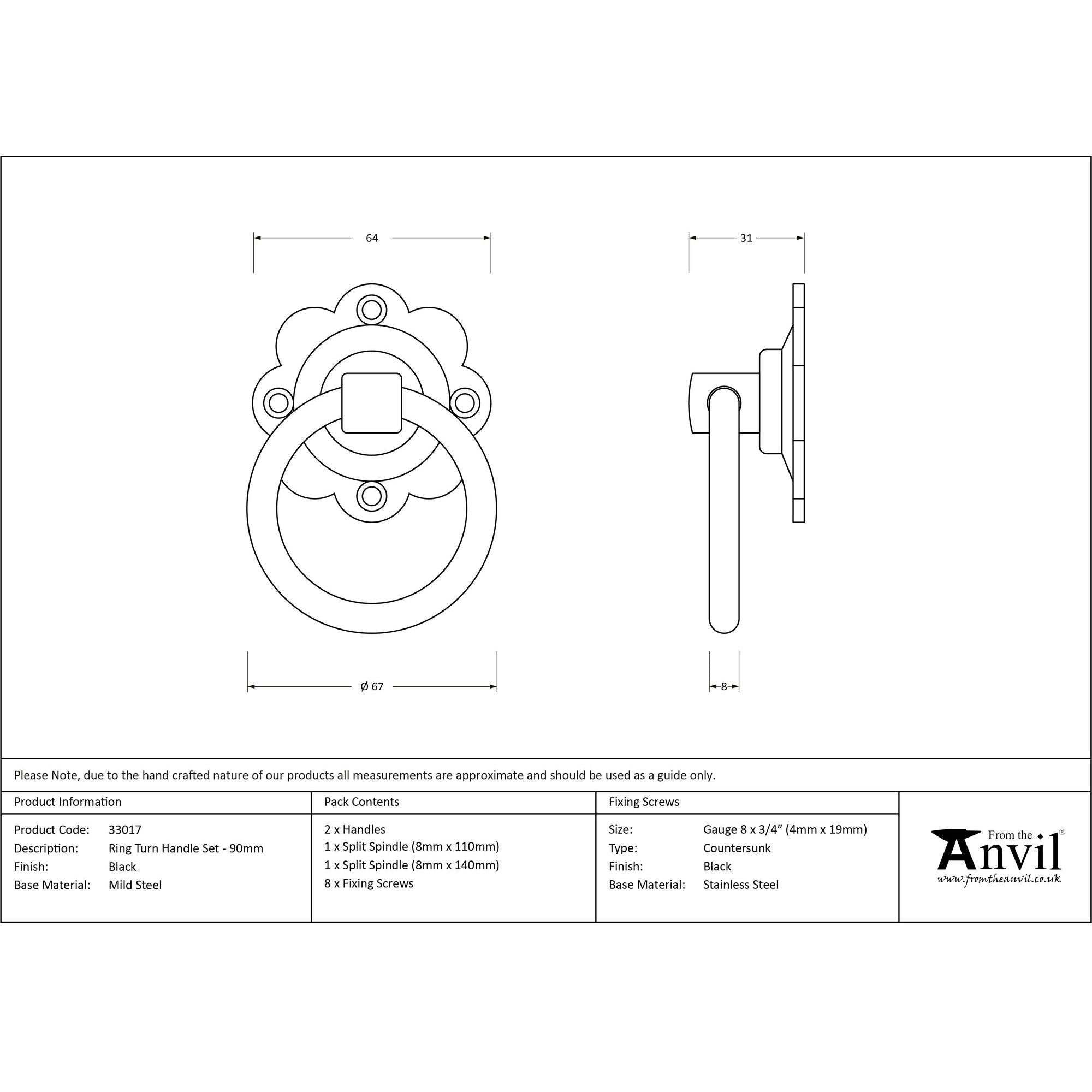 Black Ring Turn Handle Set | From The Anvil - Ring Turns - From The Anvil - Yester Home