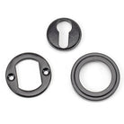 Black Round Euro Escutcheon (Art Deco) | From The Anvil-Euro Escutcheons-Yester Home