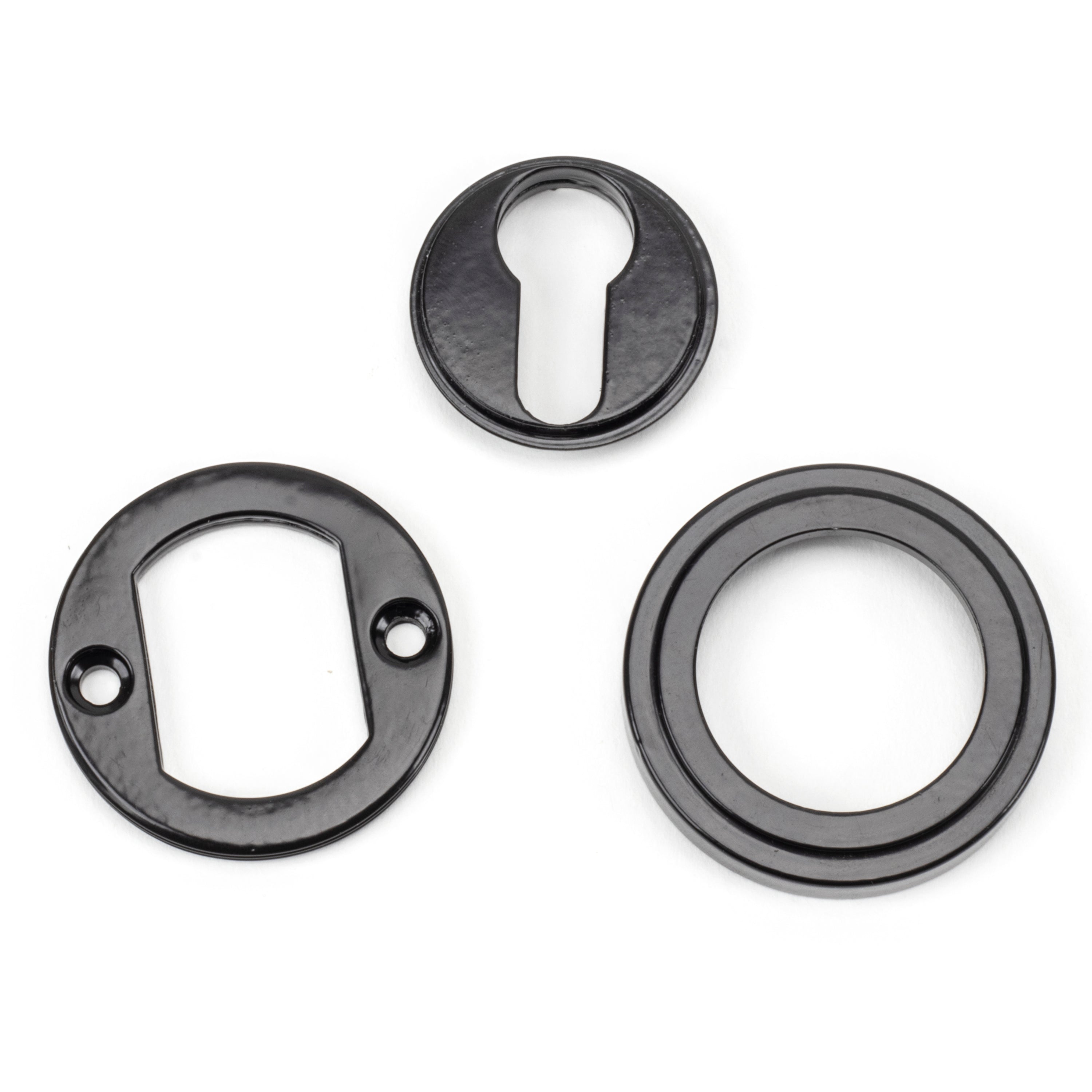 Black Round Euro Escutcheon (Art Deco) | From The Anvil-Euro Escutcheons-Yester Home