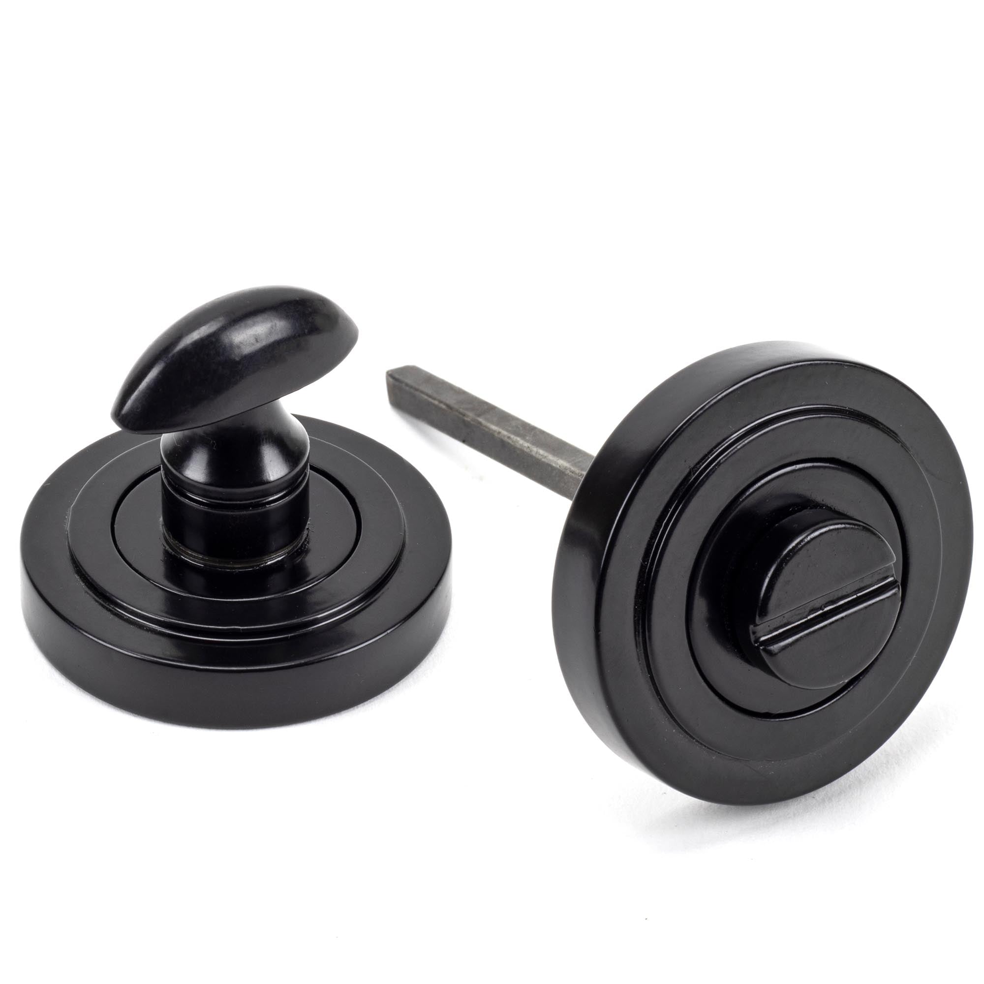 Black Round Thumbturn Set (Art Deco) | From The Anvil - Thumbturns - From The Anvil - Yester Home