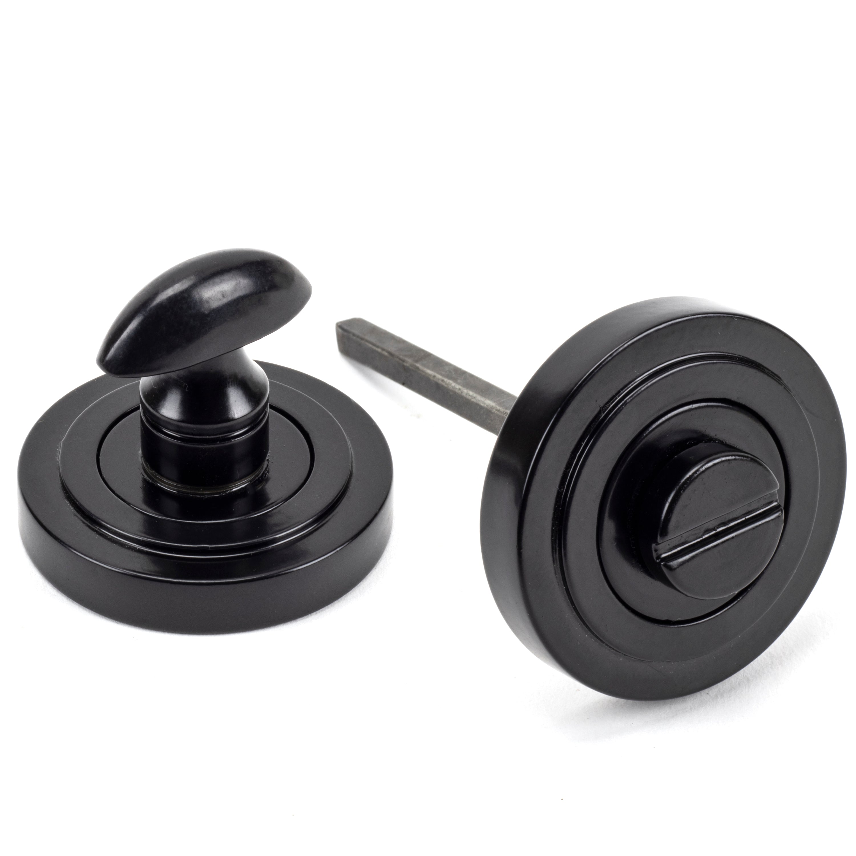 Black Round Thumbturn Set (Art Deco) | From The Anvil-Thumbturns-Yester Home