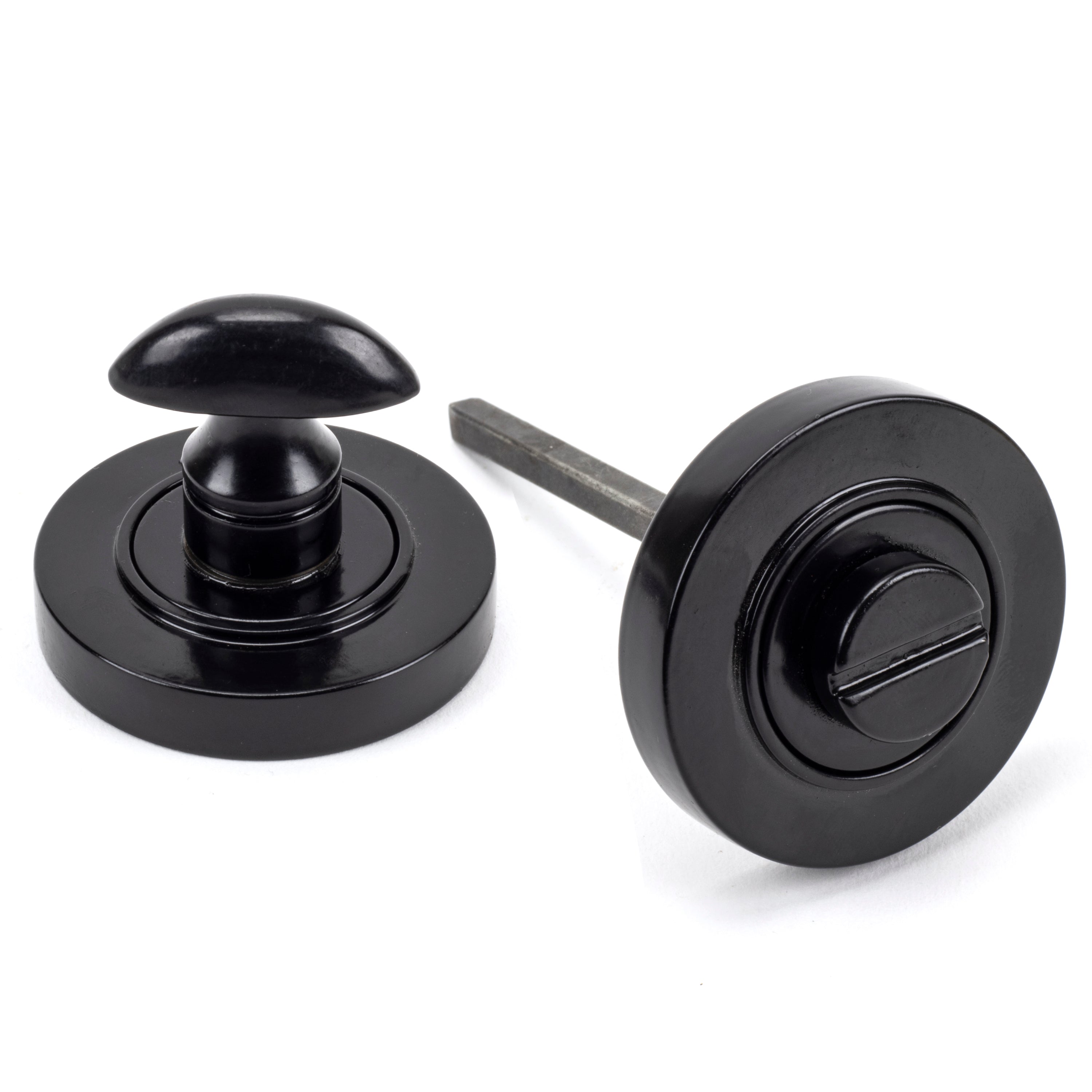 Black Round Thumbturn Set (Plain) | From The Anvil-Thumbturns-Yester Home