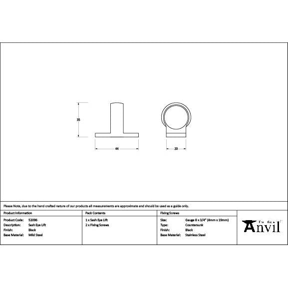 Black Sash Eye Lift - Sash Lifts - From The Anvil - Yester Home