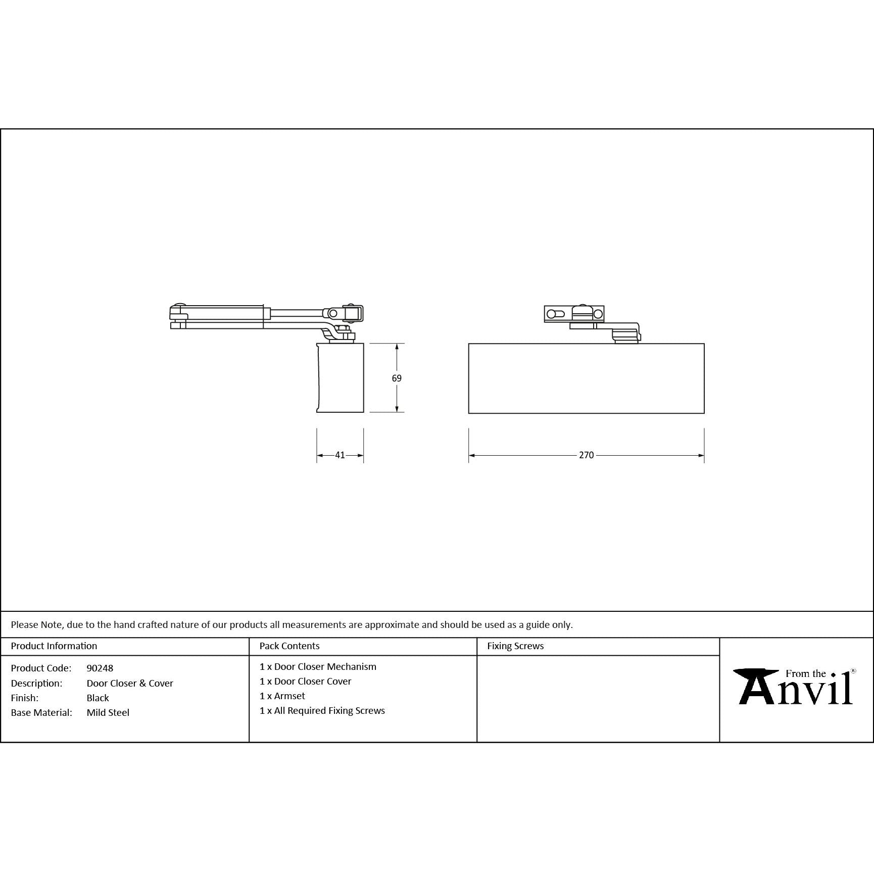 Black Size 2-5 Door Closer & Cover | From The Anvil - Door Closer & Cover - From The Anvil - Yester Home