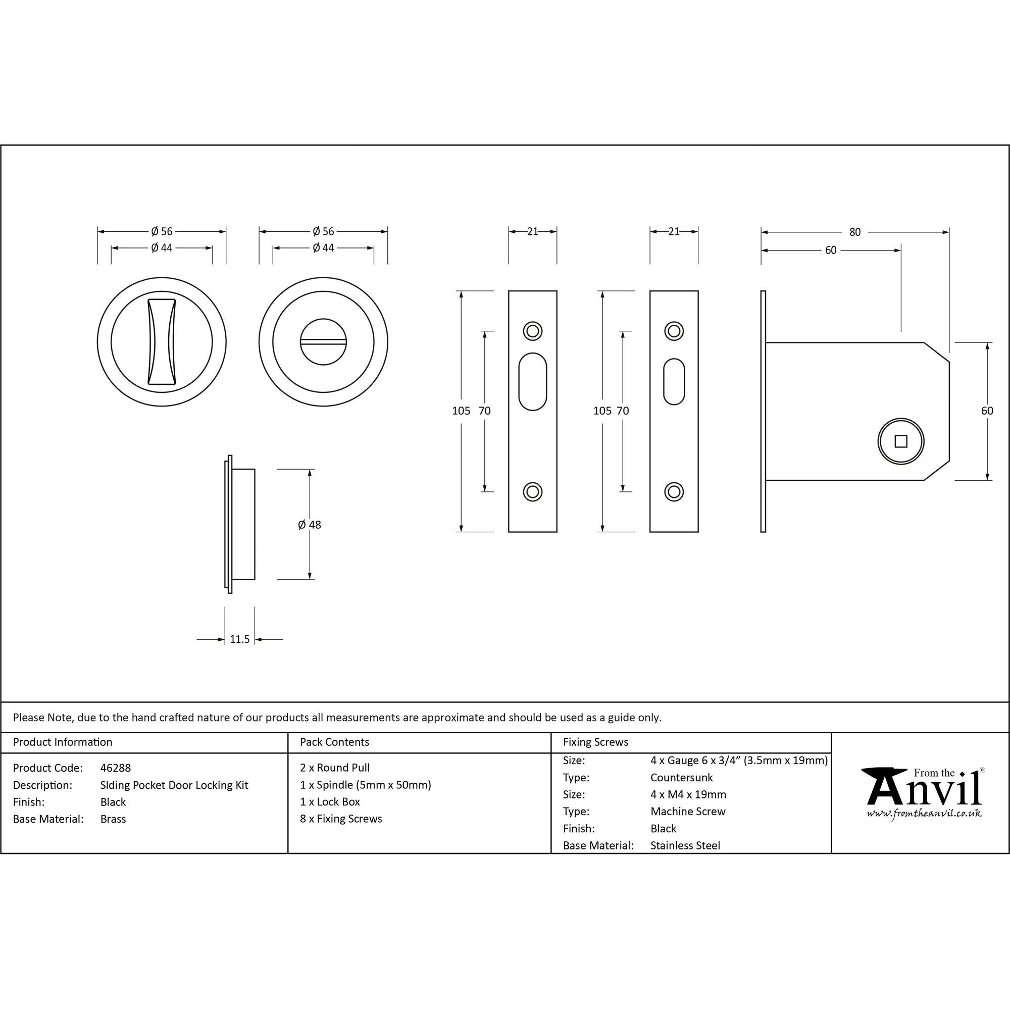 Black Sliding/Pocket Door Locking Kit | From The Anvil - Pocket Door Hardware - From The Anvil - Yester Home