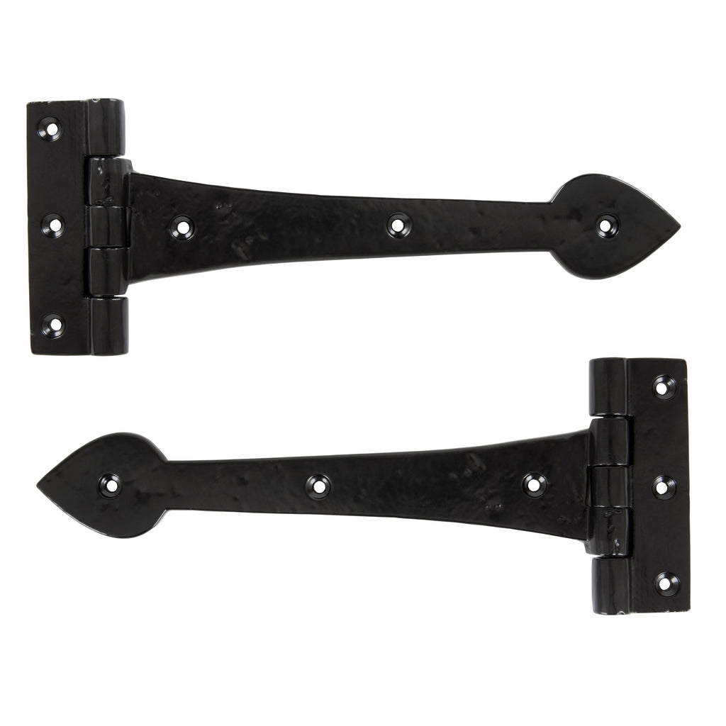 Black Smooth 10½" Cast T Hinge (pair) | From The Anvil-T Hinges-Yester Home