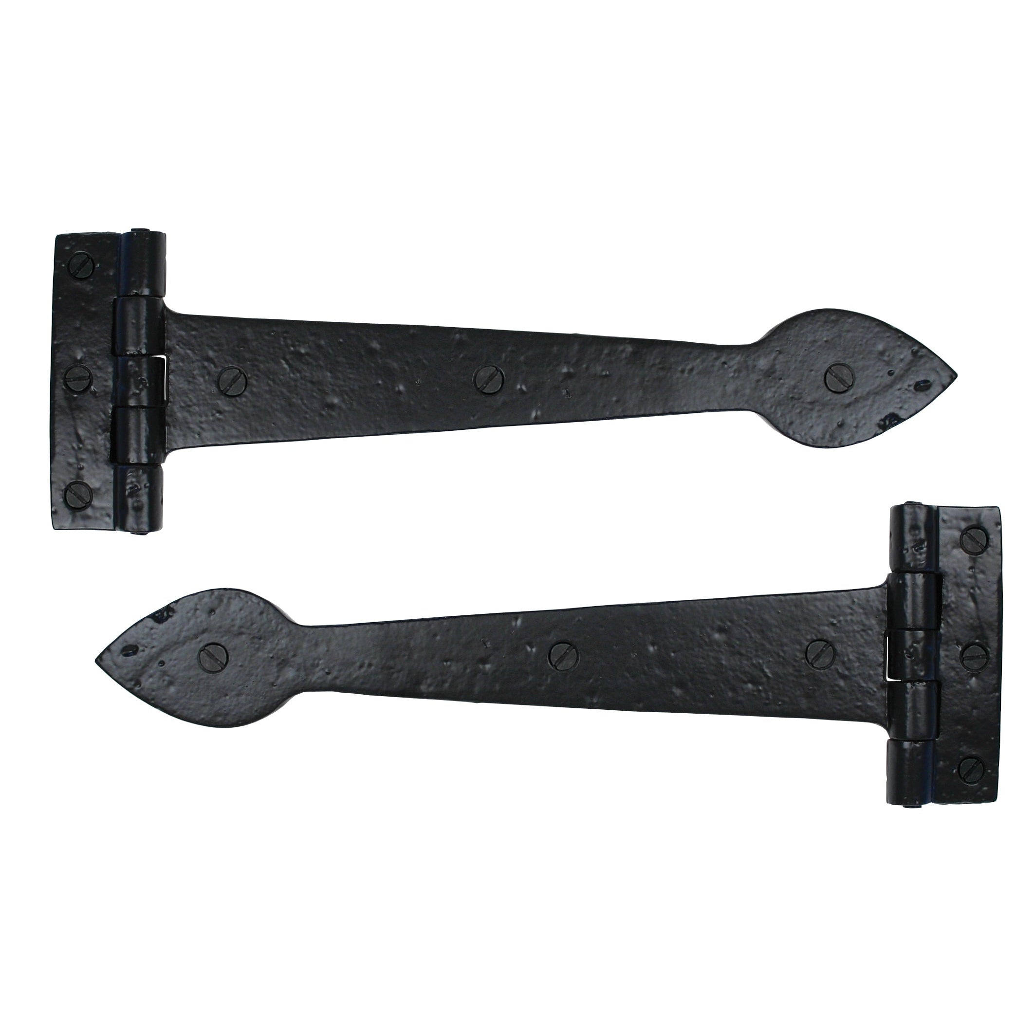 Black Smooth 12" Cast T Hinge (pair) | From The Anvil-T Hinges-Yester Home