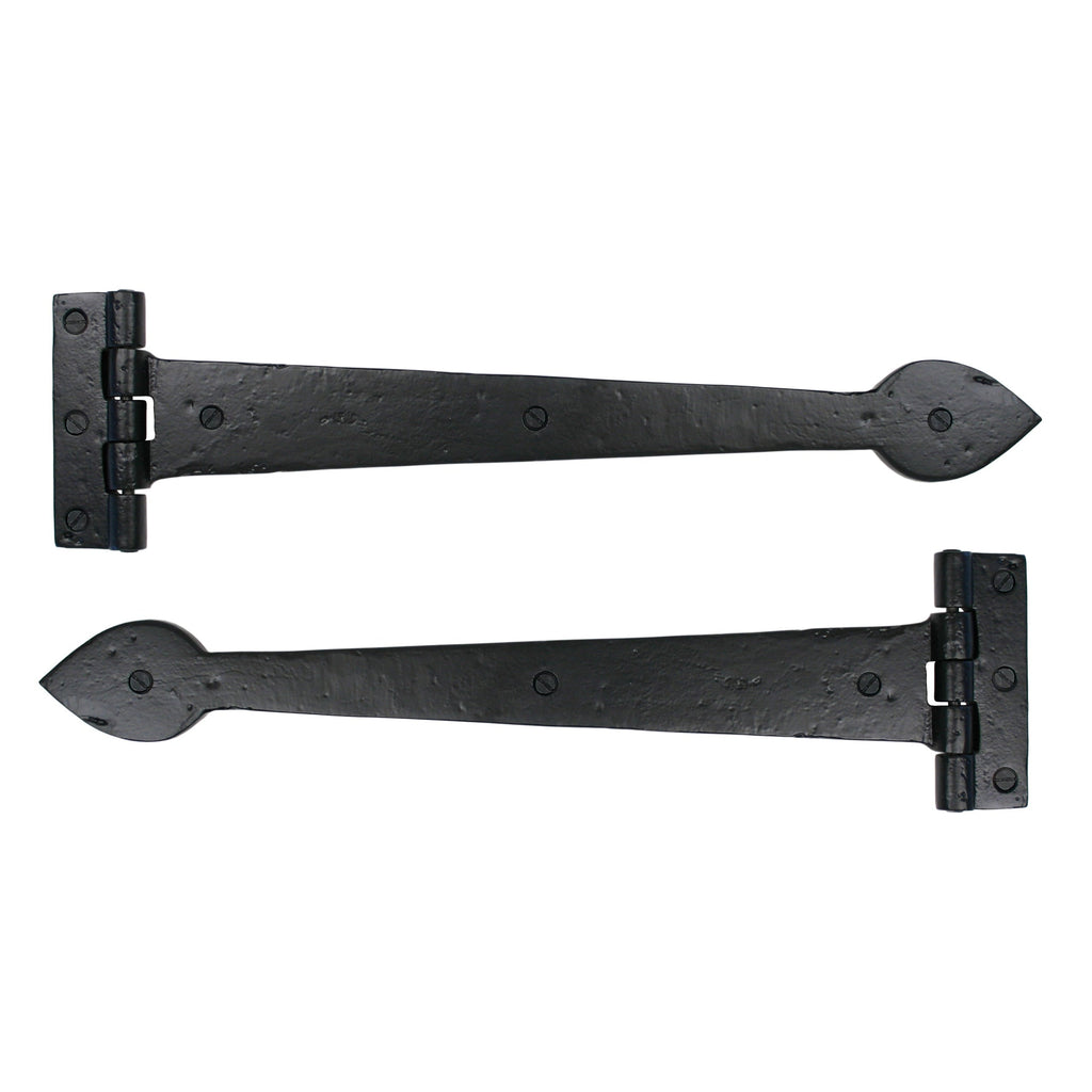 Black Smooth 16" Cast T Hinge (pair) | From The Anvil-T Hinges-Yester Home