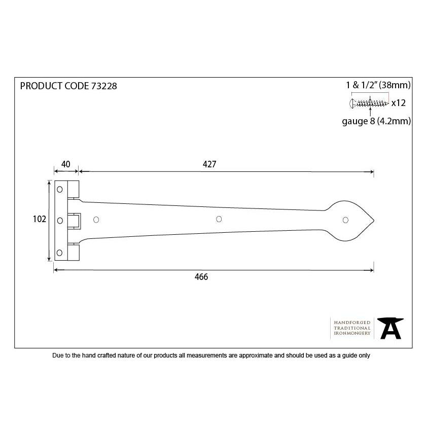 Black Smooth 18" Cast T Hinge (pair) | From The Anvil-T Hinges-Yester Home