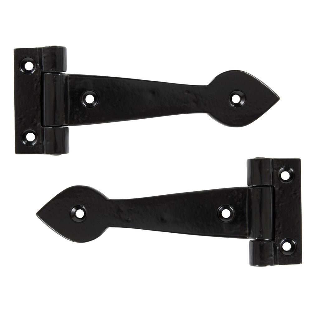 Black Smooth 6" Cast T Hinge (pair) | From The Anvil-T Hinges-Yester Home