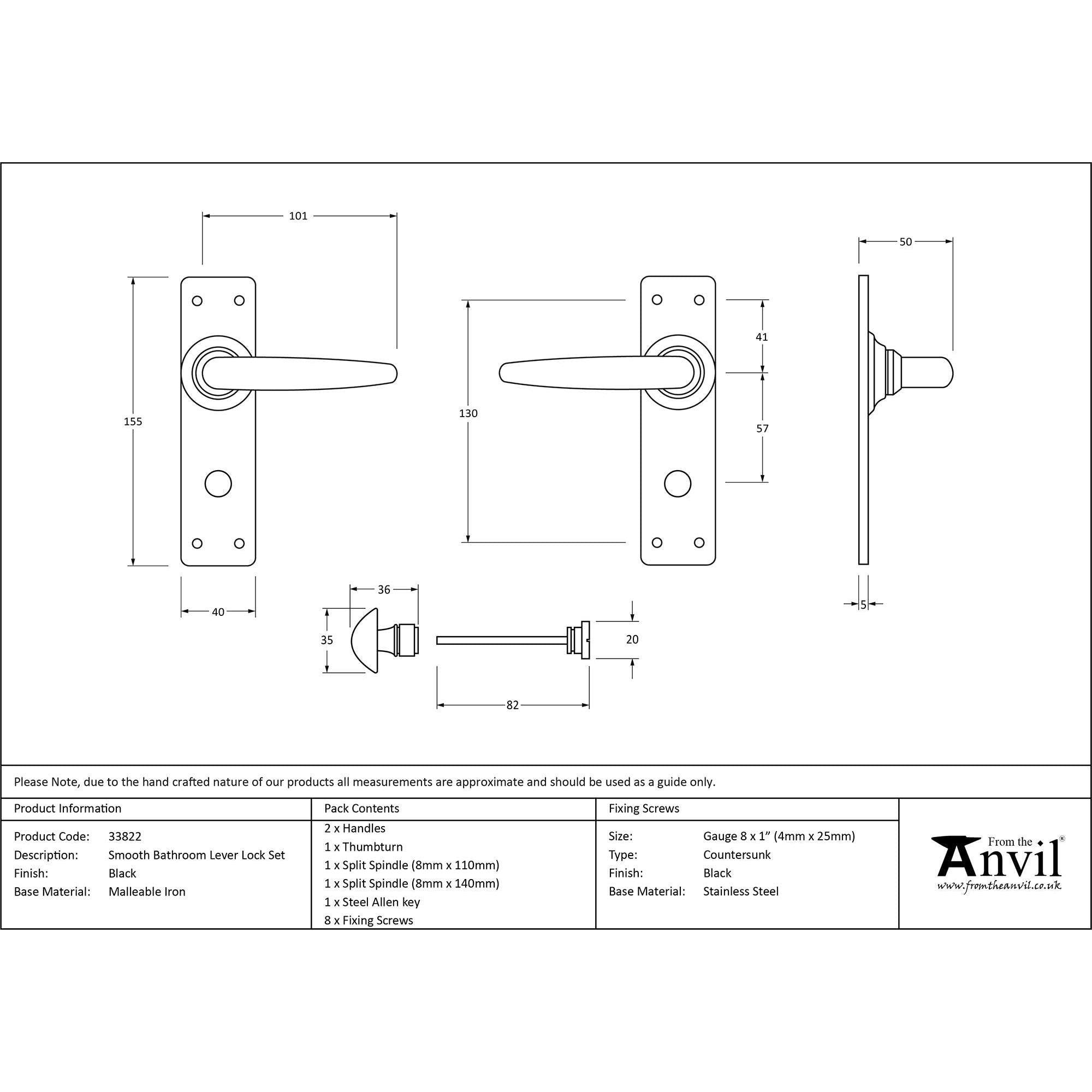 Black Smooth Lever Bathroom Set | From The Anvil - Lever Bathroom - From The Anvil - Yester Home
