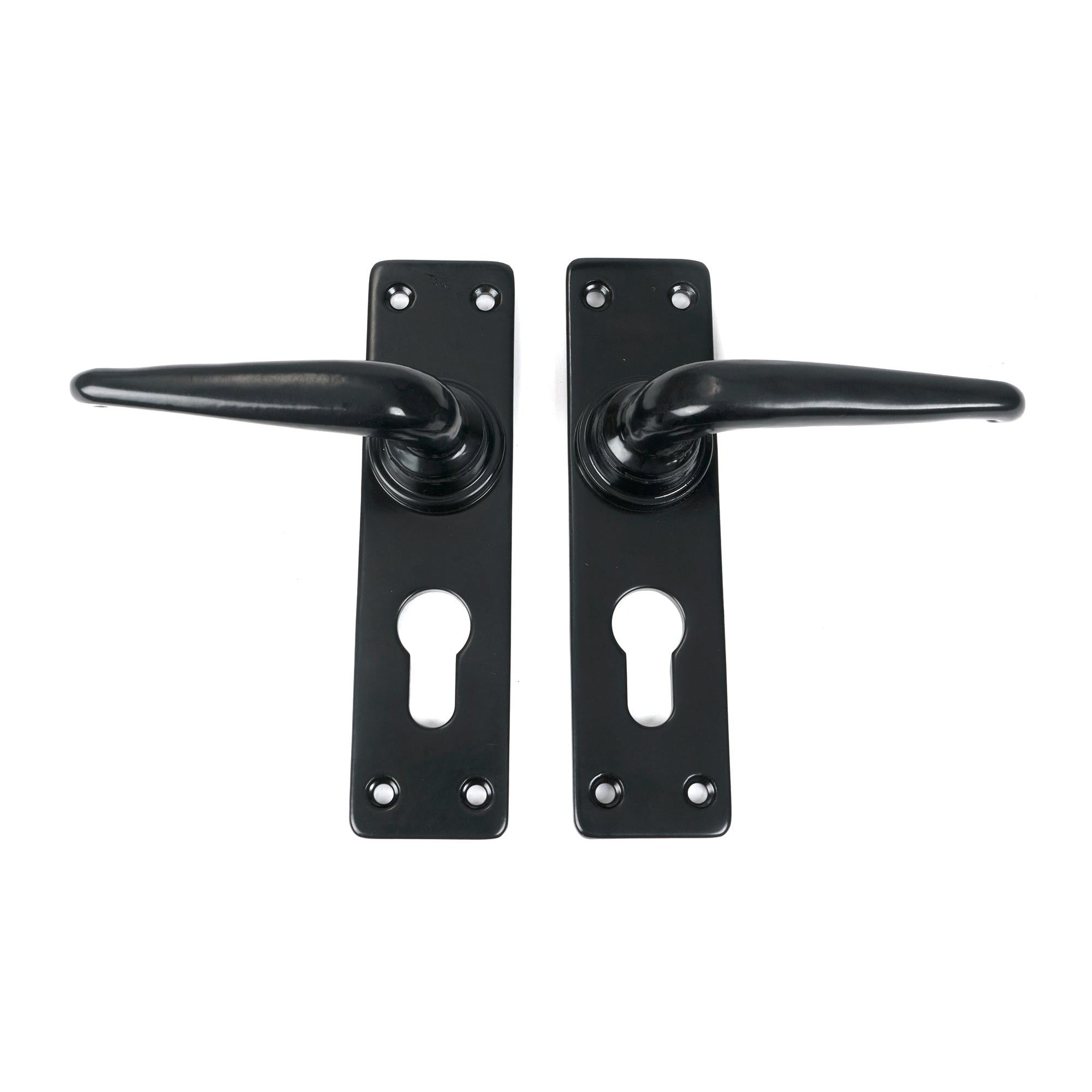 Black Smooth Lever Euro Lock Set | From The Anvil - Lever Euro - From The Anvil - Yester Home