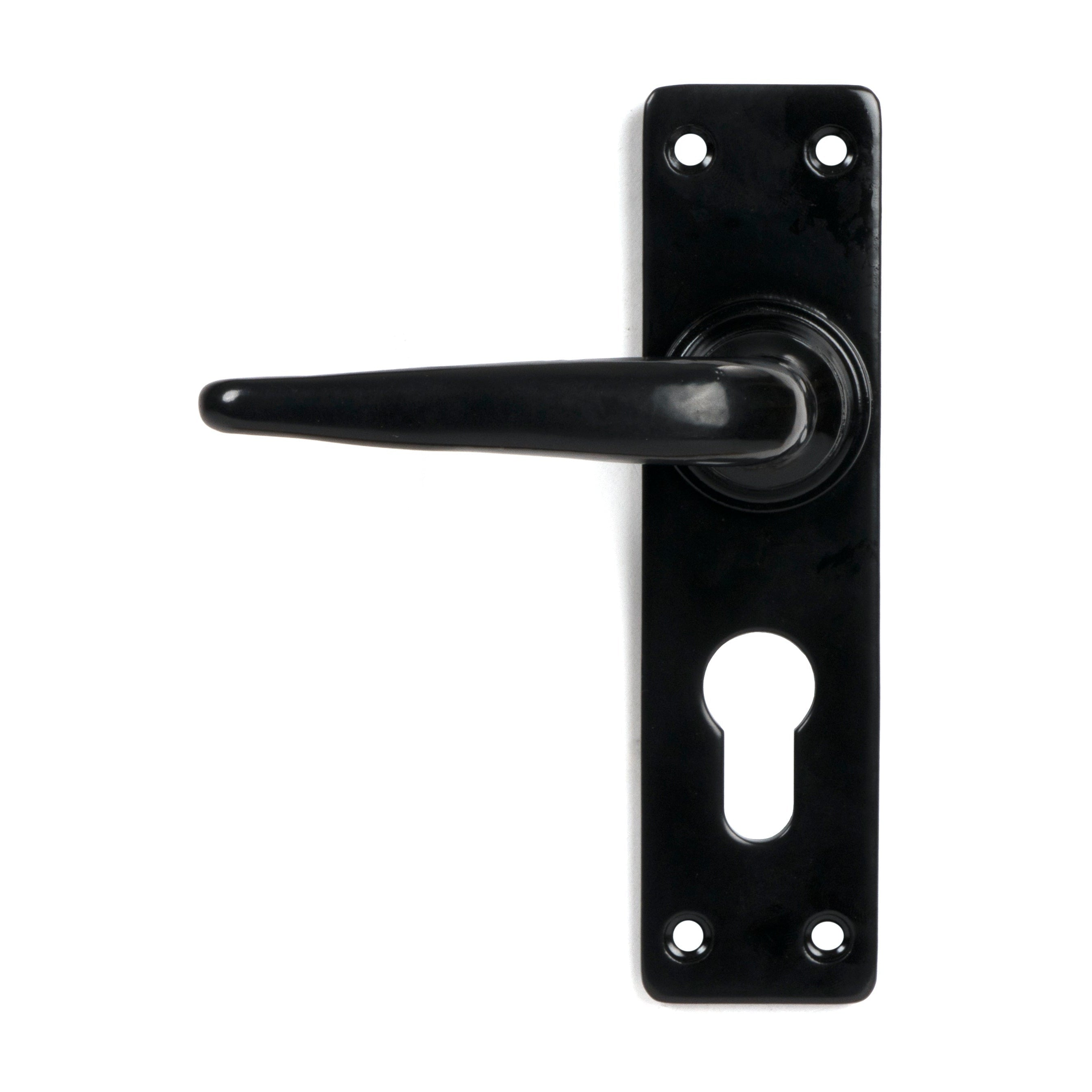 Black Smooth Lever Euro Lock Set | From The Anvil-Lever Euro-Yester Home
