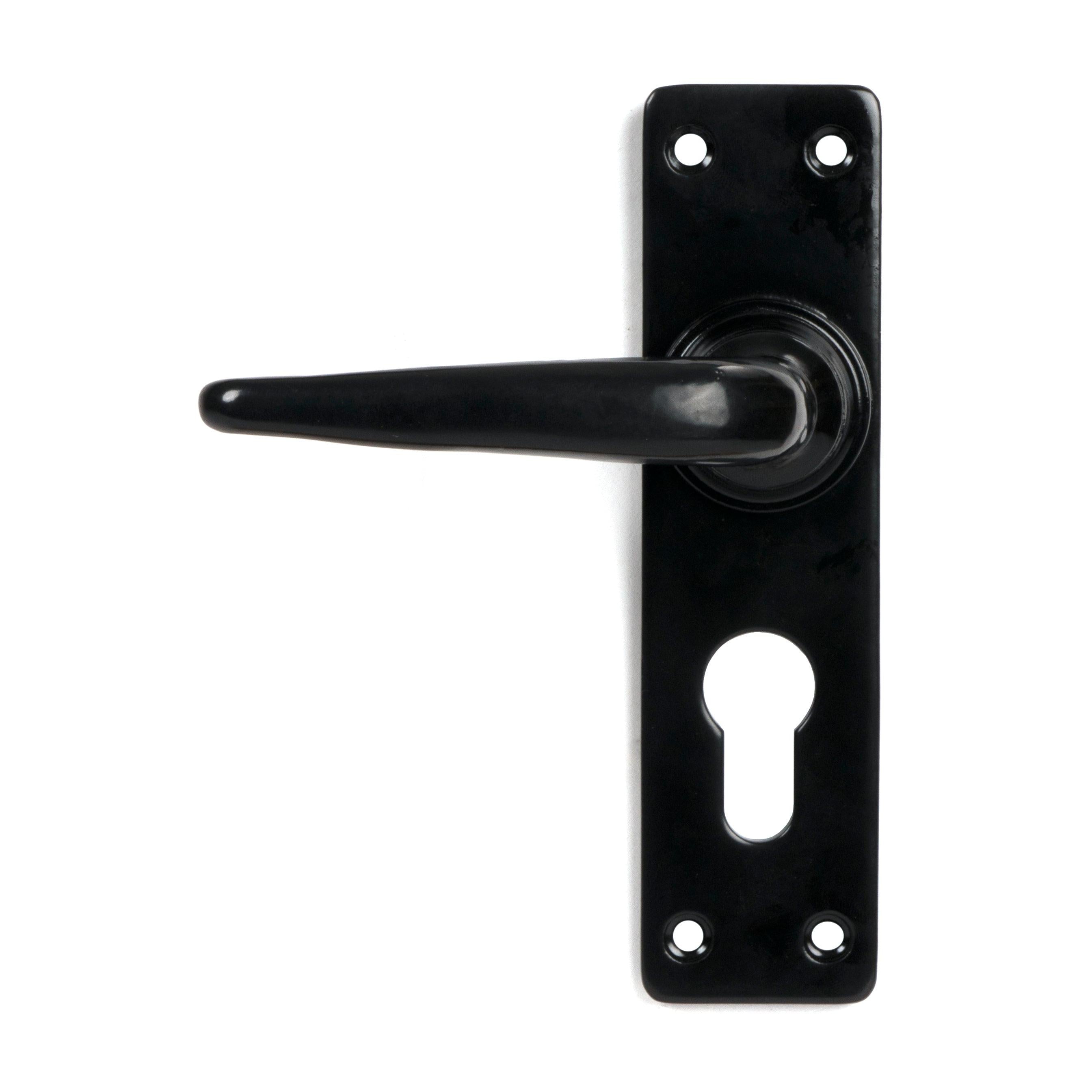 Black Smooth Lever Euro Lock Set | From The Anvil - Lever Euro - From The Anvil - Yester Home
