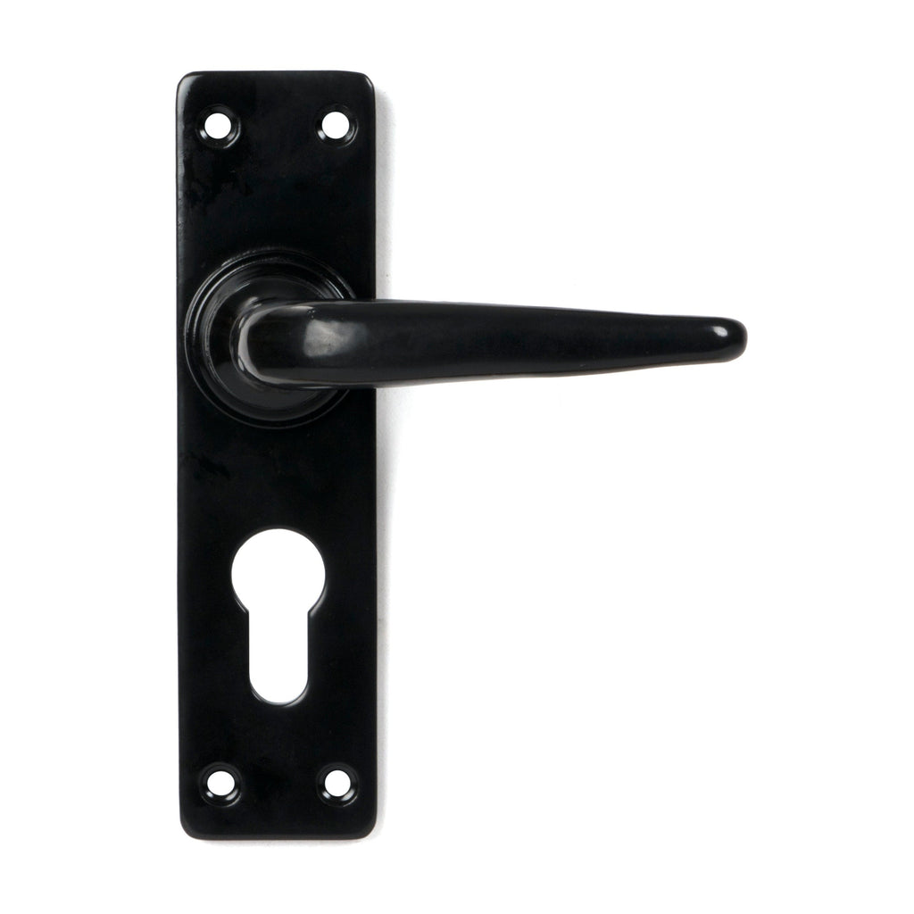 Black Smooth Lever Euro Lock Set | From The Anvil-Lever Euro-Yester Home