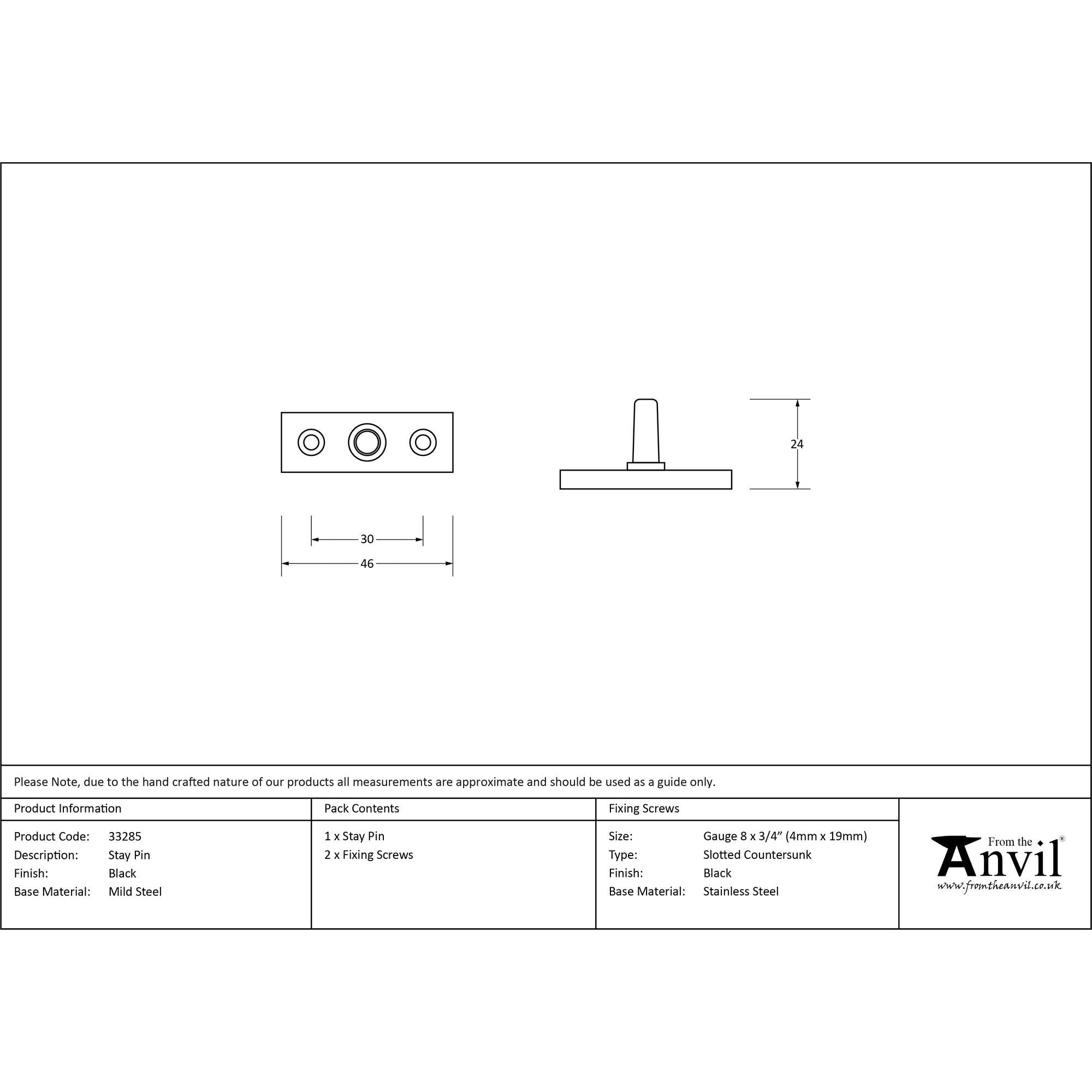 Black Stay Pin | From The Anvil - Stay Pins - From The Anvil - Yester Home