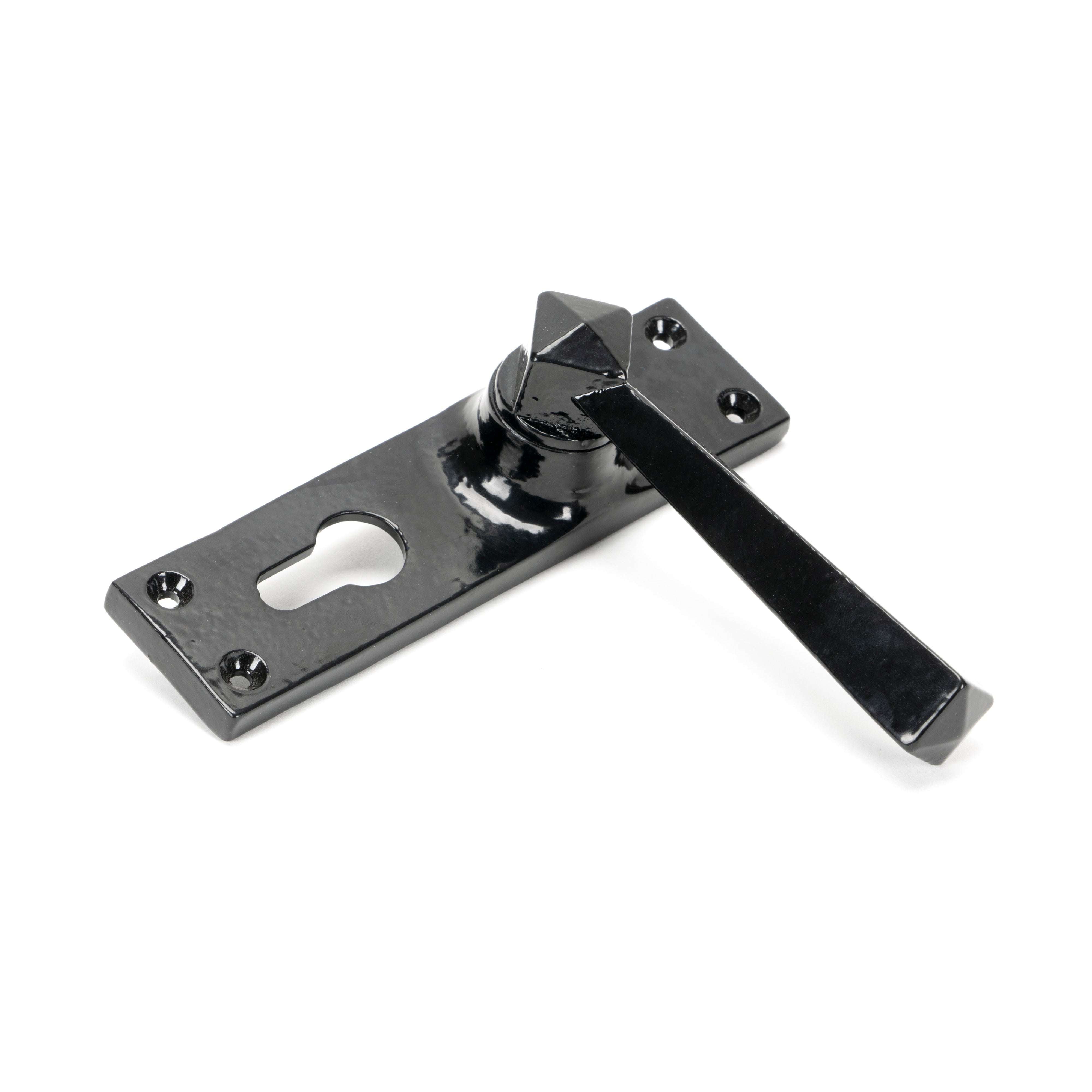 Black Straight Lever Euro Lock Set | From The Anvil-Lever Euro-Yester Home