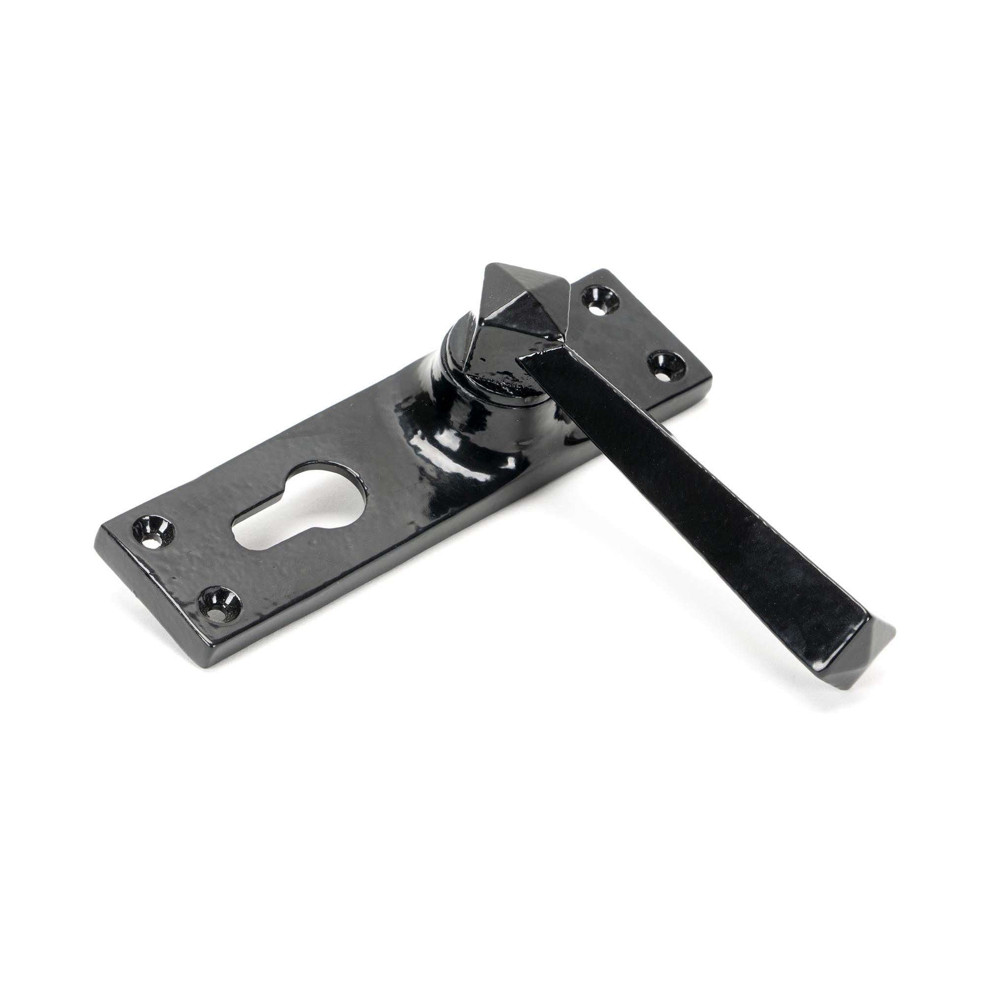 Black Straight Lever Euro Lock Set | From The Anvil - Lever Euro - From The Anvil - Yester Home