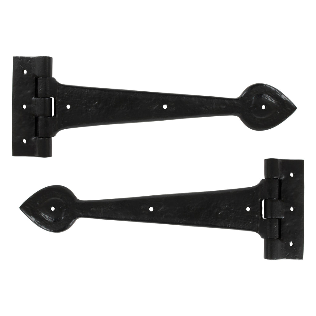 Black Textured 12" Cast T Hinge (pair) | From The Anvil-T Hinges-Yester Home
