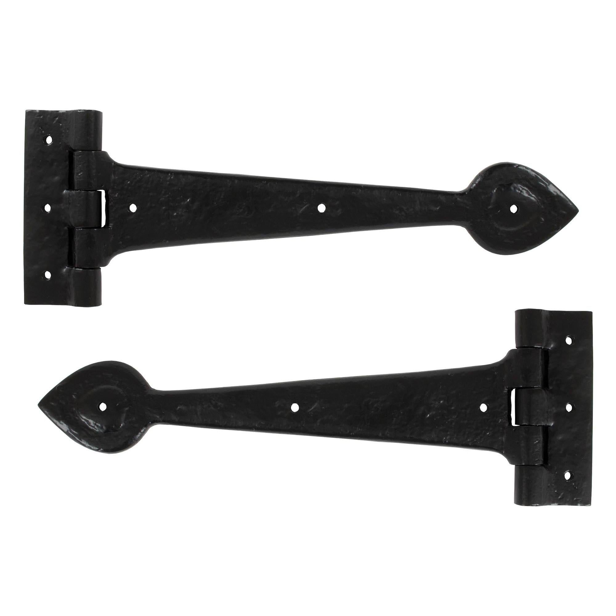 Black Textured 12" Cast T Hinge (pair) | From The Anvil - T Hinges - From The Anvil - Yester Home