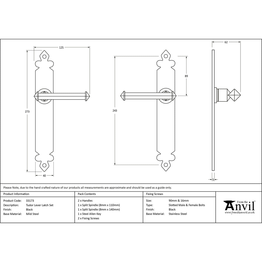 Black Tudor Lever Latch Set | From The Anvil-Lever Latch-Yester Home
