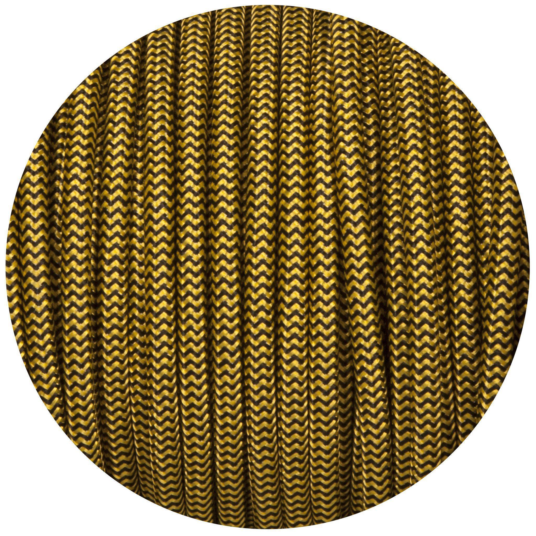 Black & Yellow Round Fabric Braided Cable-Fabric Cable-Yester Home