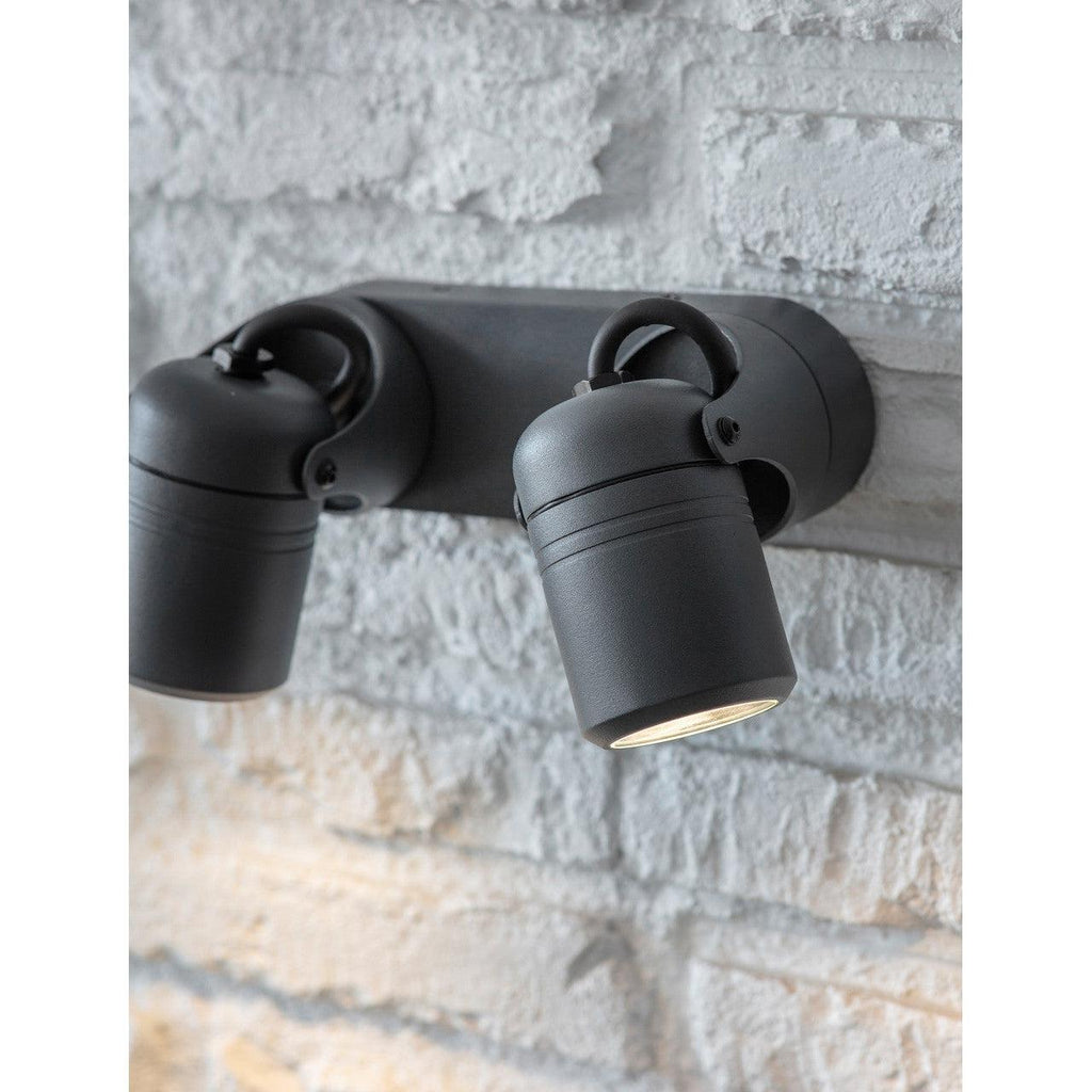 Bodnant Double Wall Light in Carbon - Aluminium-Outdoor Lighting-Yester Home
