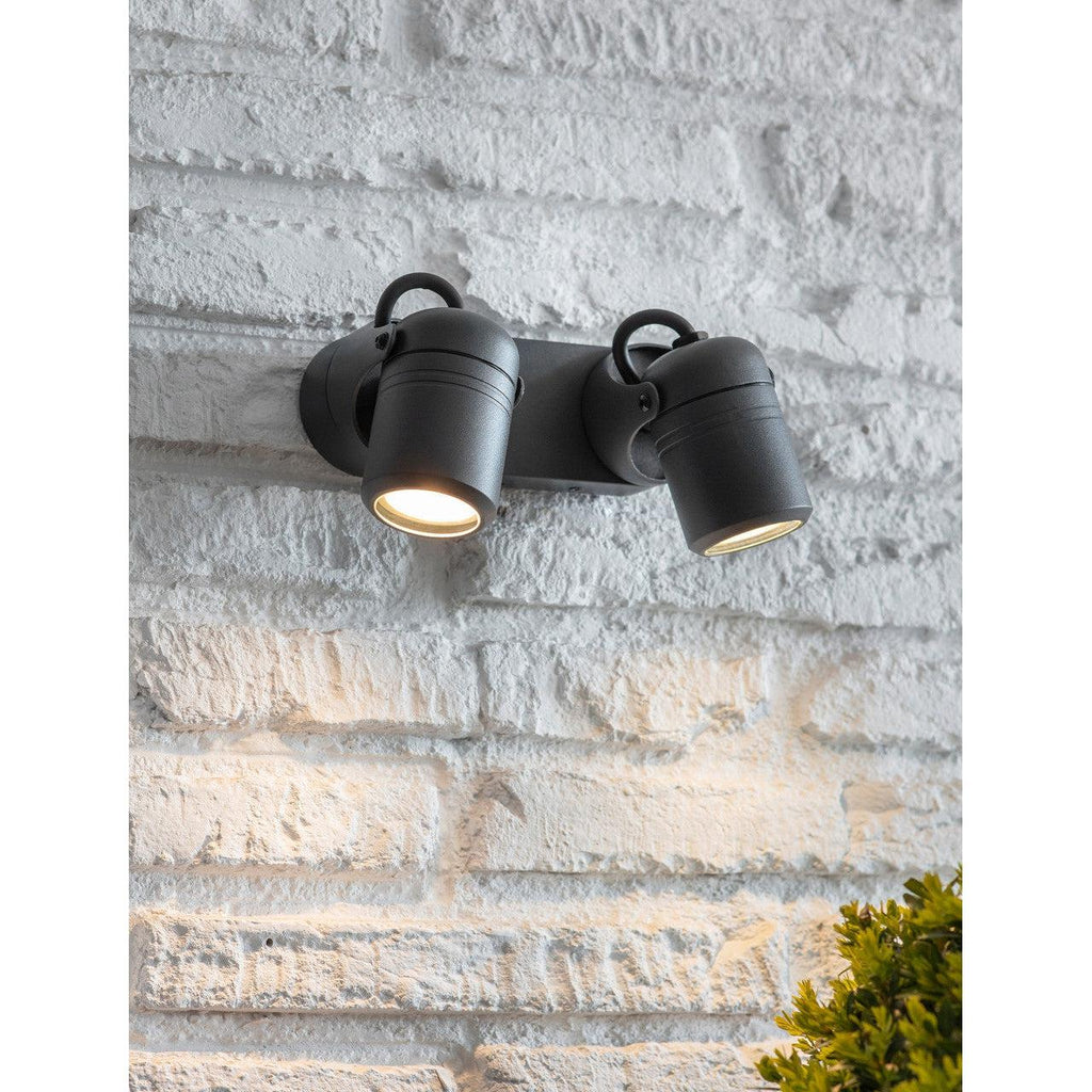 Bodnant Double Wall Light in Carbon - Aluminium-Outdoor Lighting-Yester Home