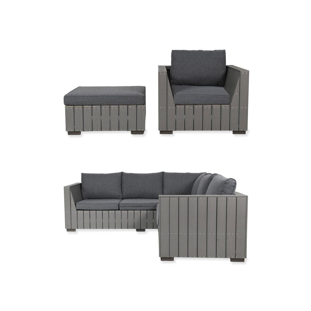 Bosham Corner Sofa Set in Grey - Polywood-Outdoor Sofas & Sets-Yester Home