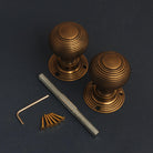 Brass Beehive Mortice/Rim Door Knob Set-Door Knobs-Yester Home