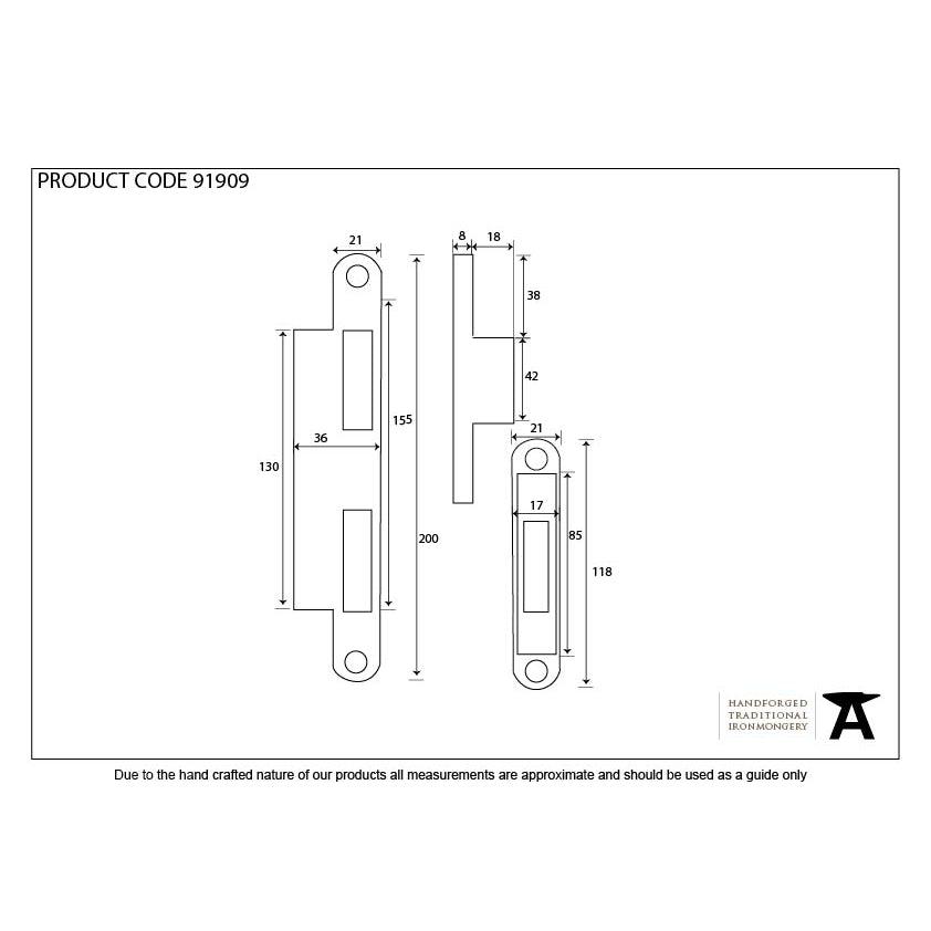 Bright Zinc Plated Espag Keep Set - 44mm Door | From The Anvil