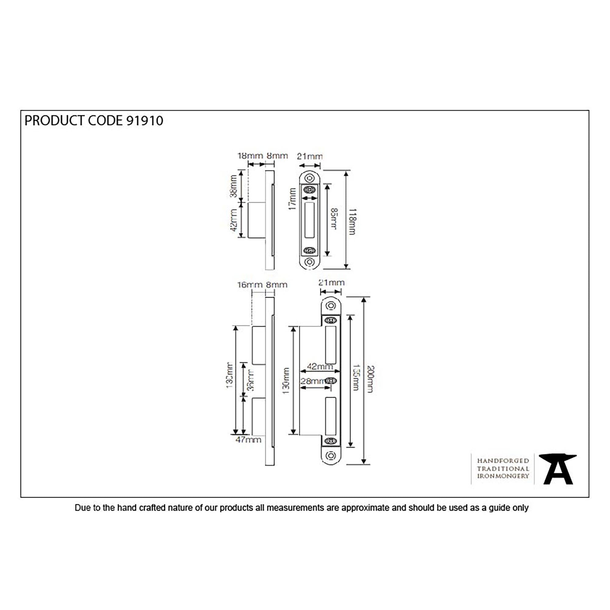 Bright Zinc Plated Espag Keep Set - 57mm Door | From The Anvil - Multi-Point Locks - From The Anvil - Yester Home