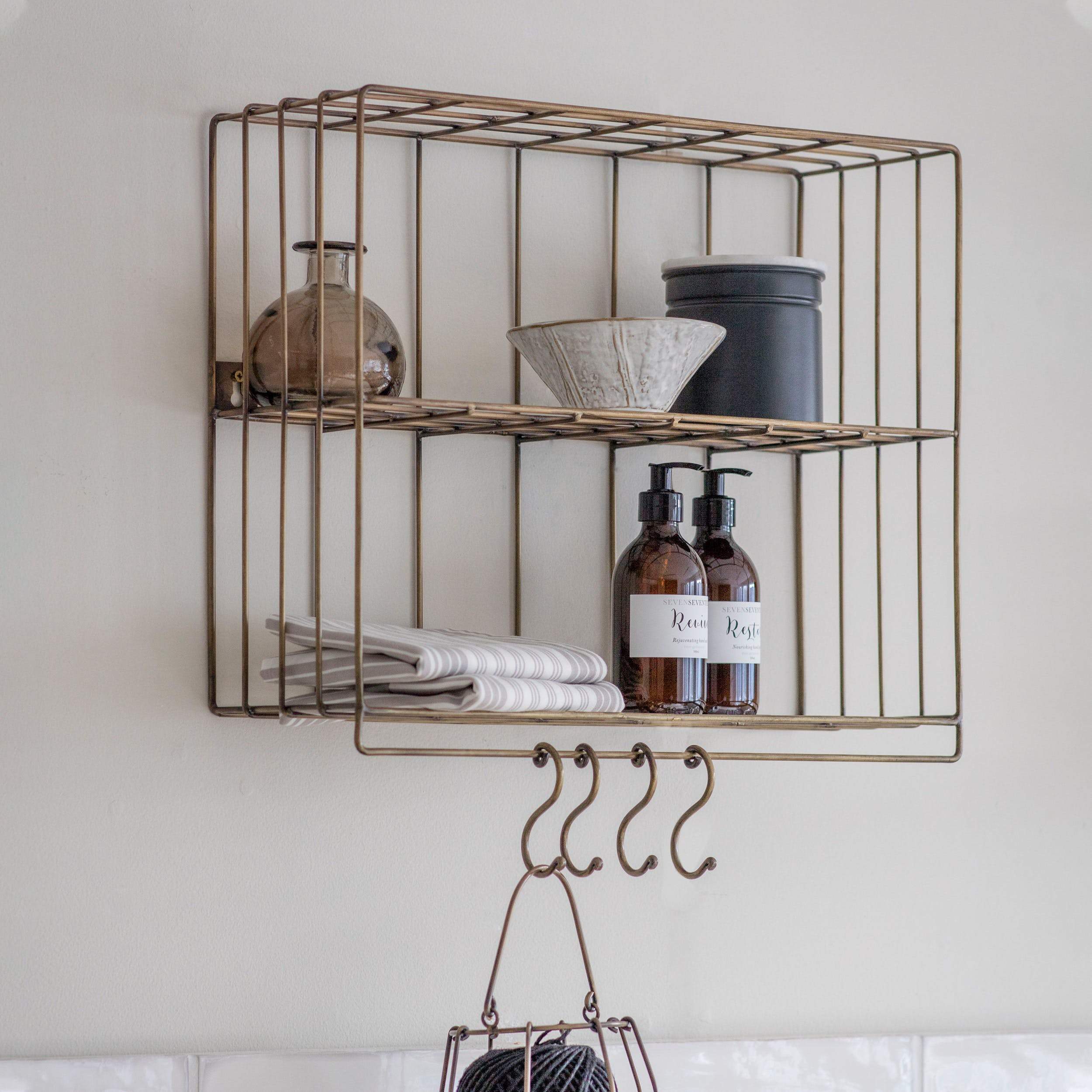 Brompton Wall Rack with Hooks-Racks & Shelves-Yester Home