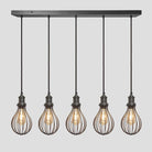 Brooklyn Balloon Cage 5 Wire Cluster Lights - 6 inch - Pewter-Ceiling Lights-Yester Home