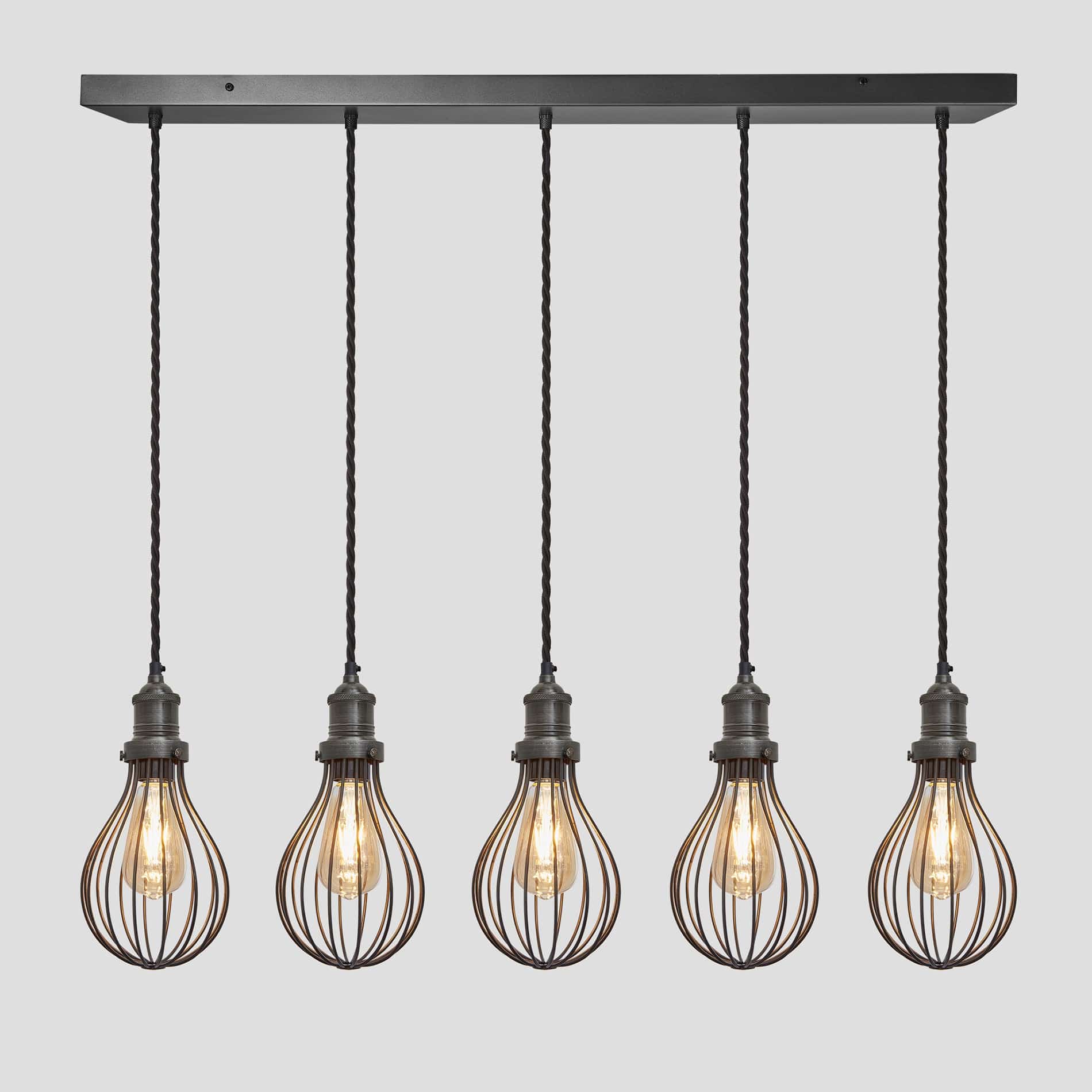 Brooklyn Balloon Cage 5 Wire Cluster Lights - 6 inch - Pewter-Ceiling Lights-Yester Home