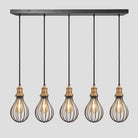 Brooklyn Balloon Cage 5 Wire Cluster Lights - 6 inch - Pewter-Ceiling Lights-Yester Home